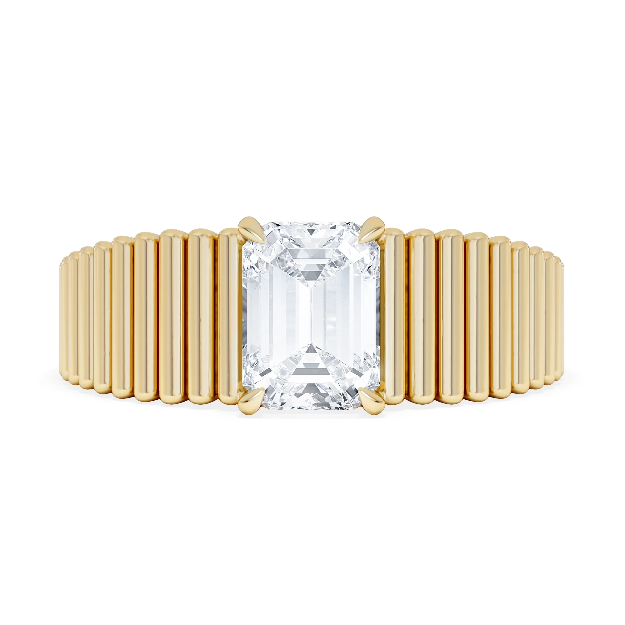 Flute 1.00ct Emerald Cut Lab Grown Diamond Solitaire Ring 18K Yellow Gold - Image 7