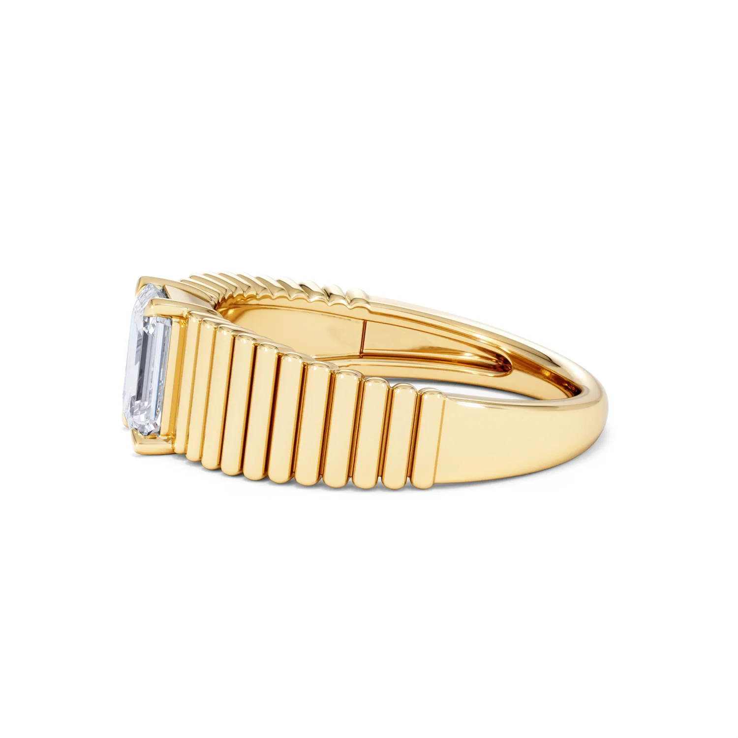 Flute 1.00ct Emerald Cut Lab Grown Diamond Solitaire Ring 18K Yellow Gold - Image 71
