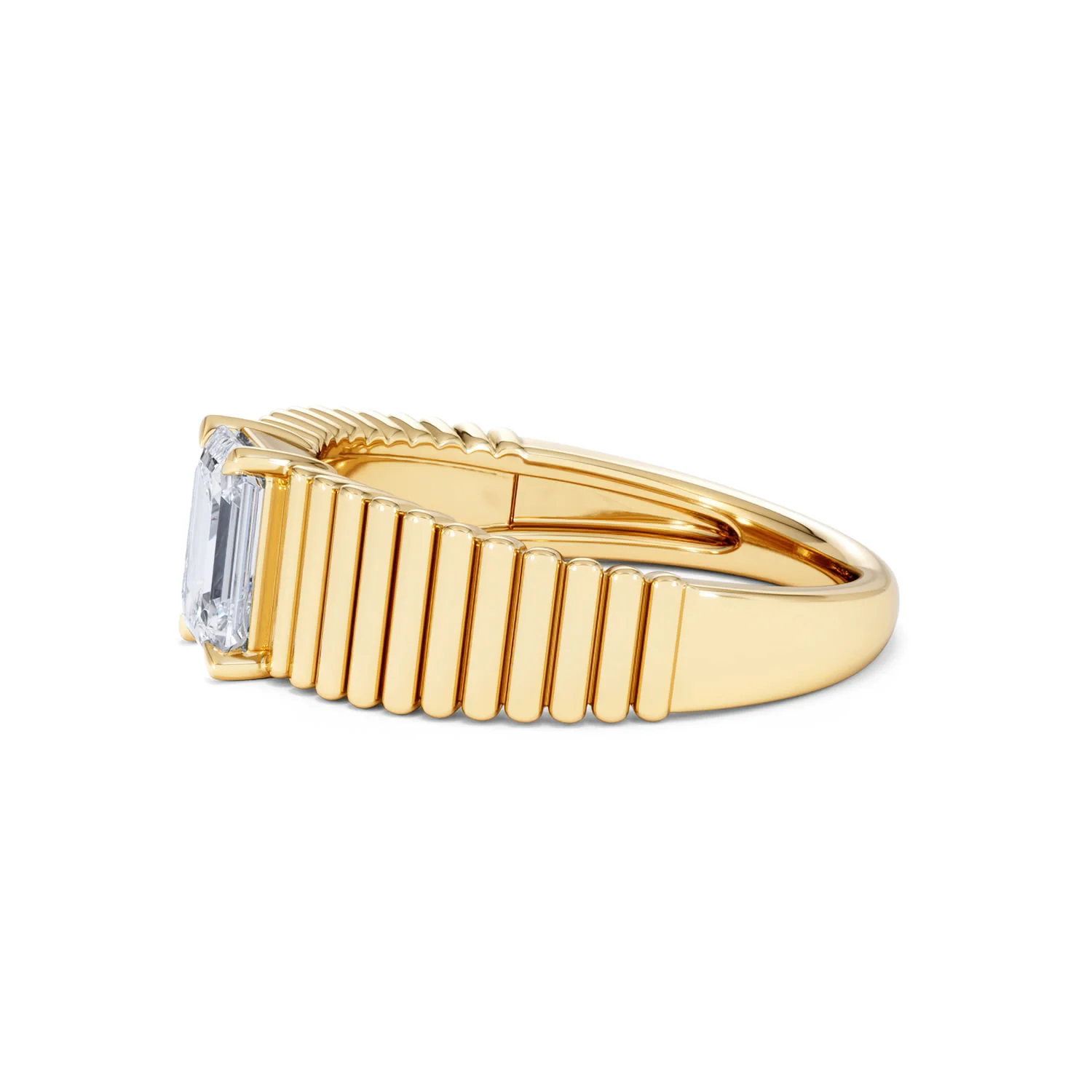 Flute 1.00ct Emerald Cut Lab Grown Diamond Solitaire Ring 18K Yellow Gold - Image 72
