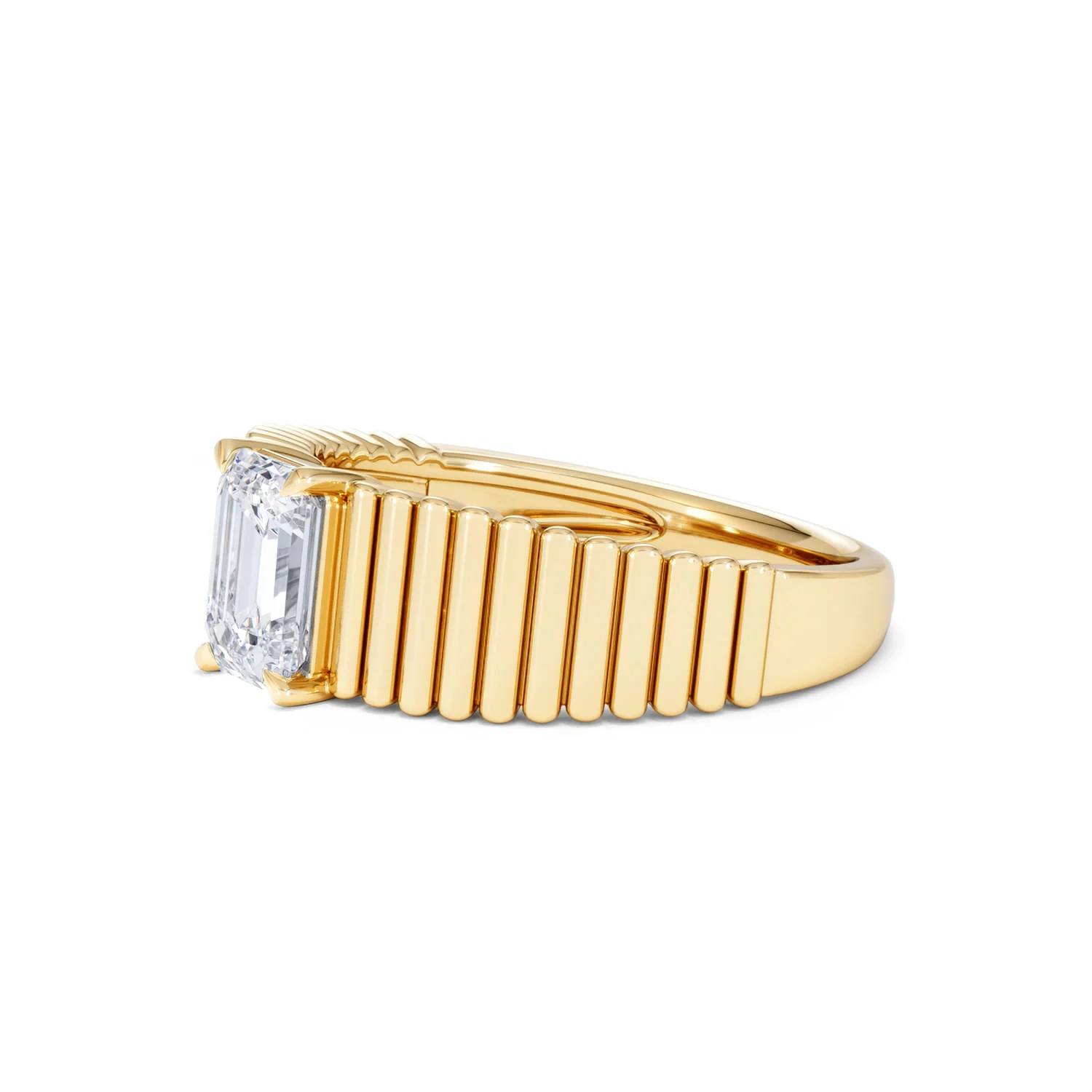 Flute 1.00ct Emerald Cut Lab Grown Diamond Solitaire Ring 18K Yellow Gold - Image 76