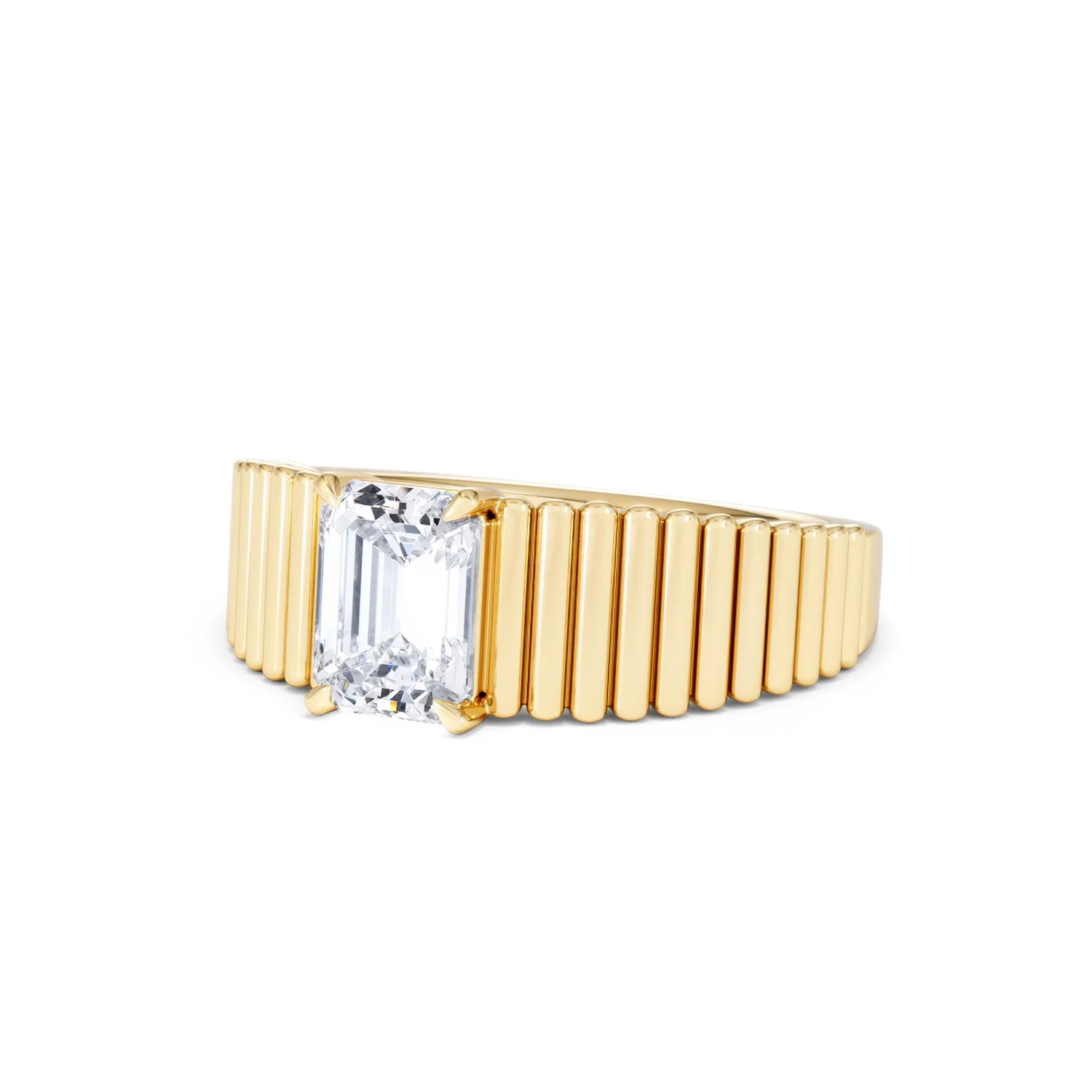 Flute 1.00ct Emerald Cut Lab Grown Diamond Solitaire Ring 18K Yellow Gold - Image 83