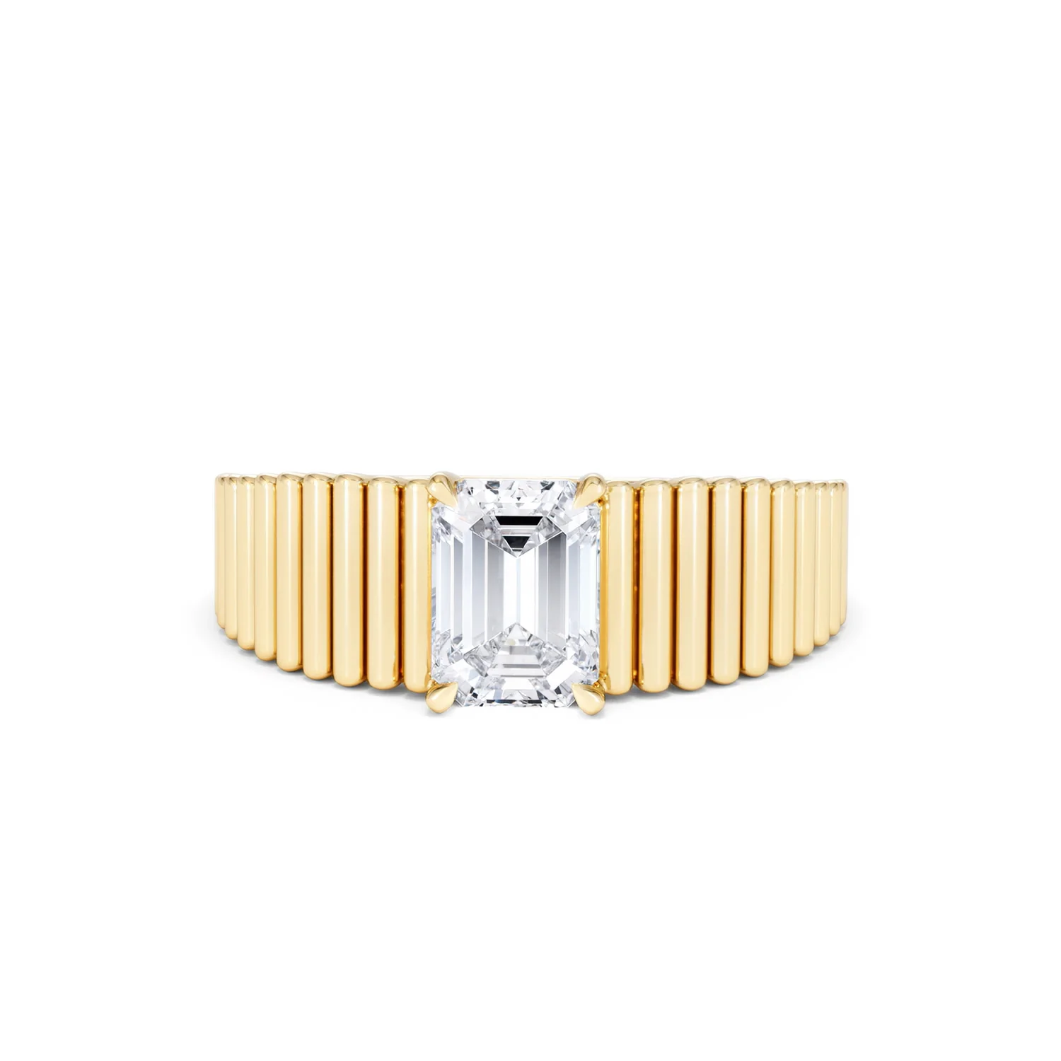 Flute 1.00ct Emerald Cut Lab Grown Diamond Solitaire Ring 18K Yellow Gold - Image 88