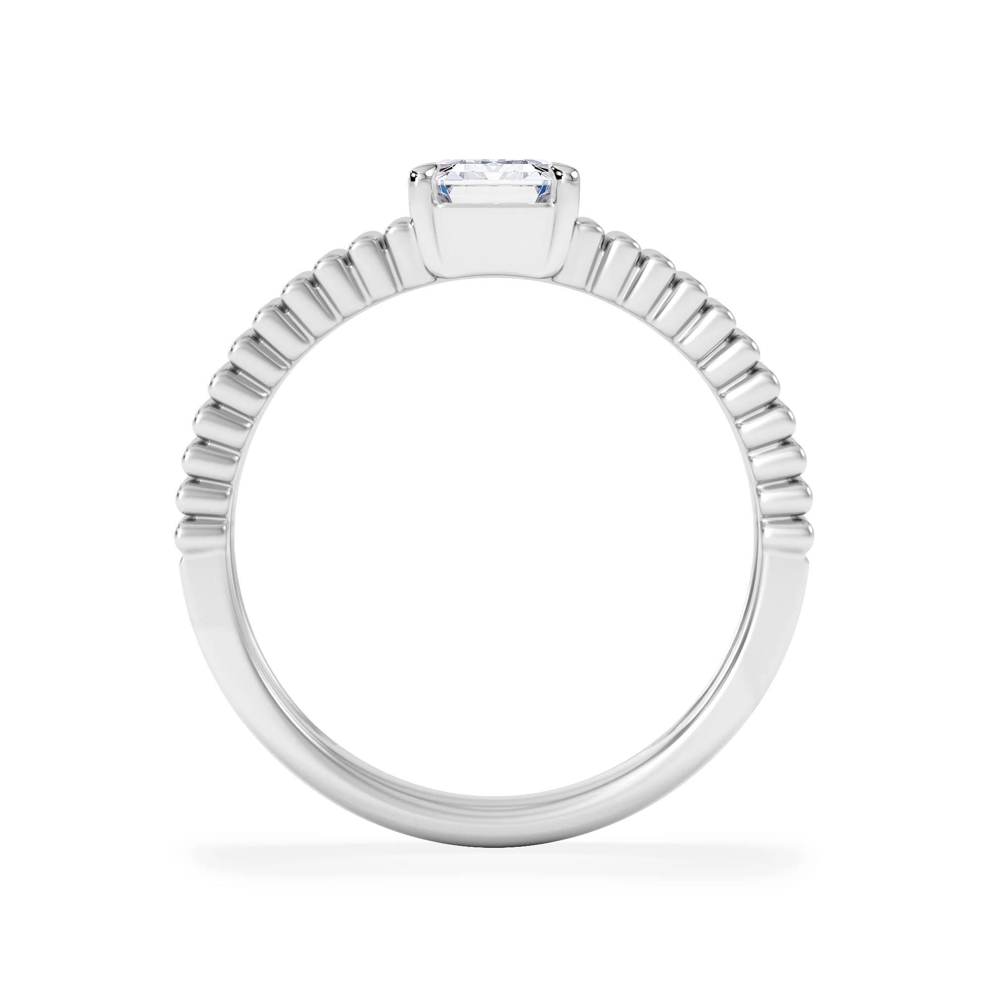 Flute 1.00ct Emerald Cut Lab Grown Diamond Solitaire Ring in Platinum - Image 3