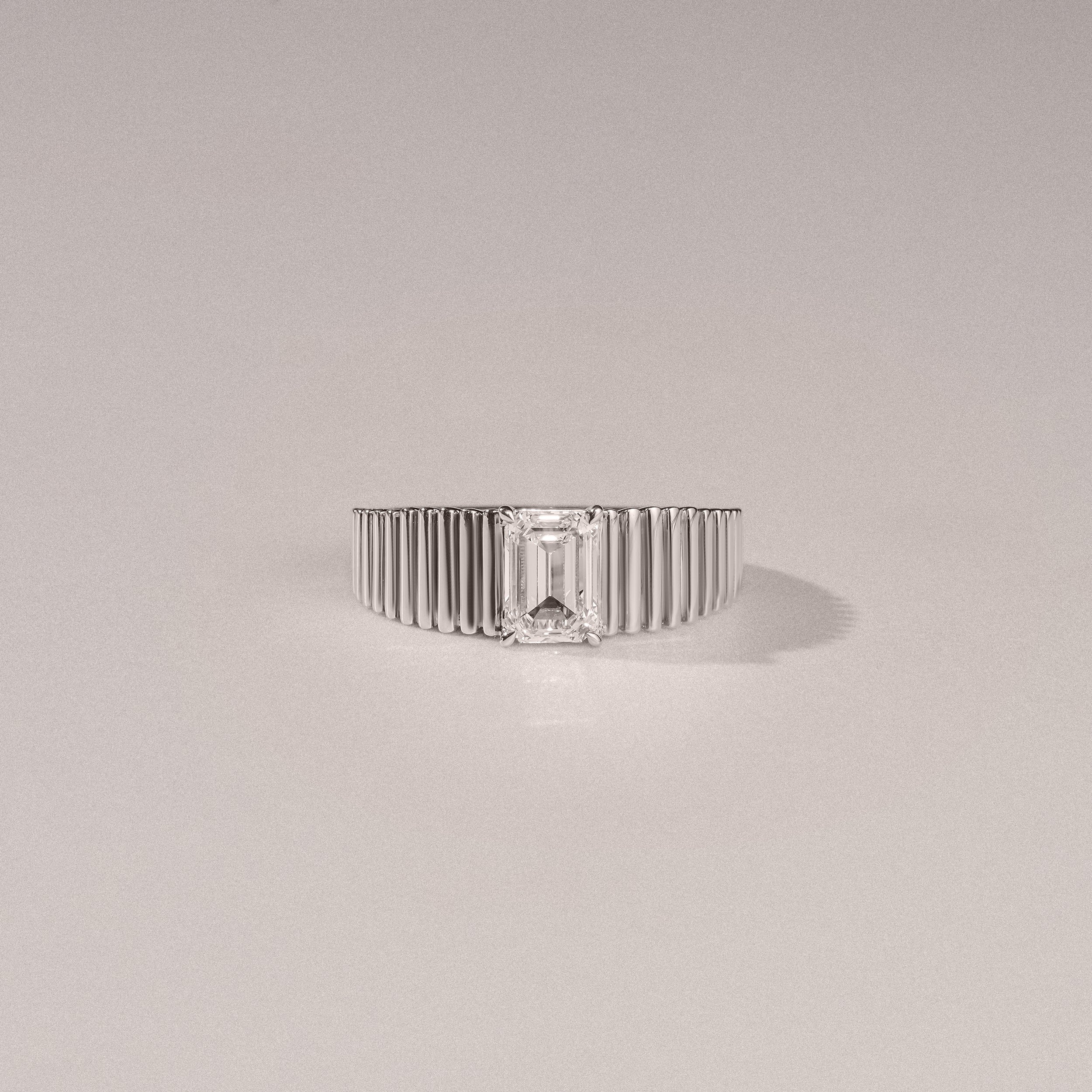 Flute 1.00ct Emerald Cut Lab Grown Diamond Solitaire Ring in Platinum - Image 6