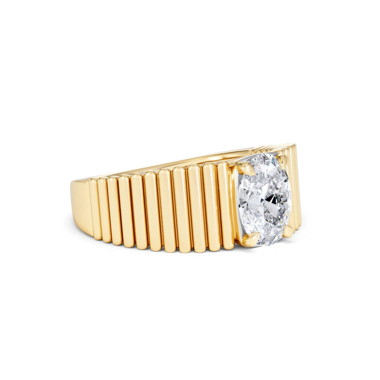Flute 1.00ct Oval Cut Lab Grown Diamond Solitaire Ring 18K Yellow Gold - Image 17