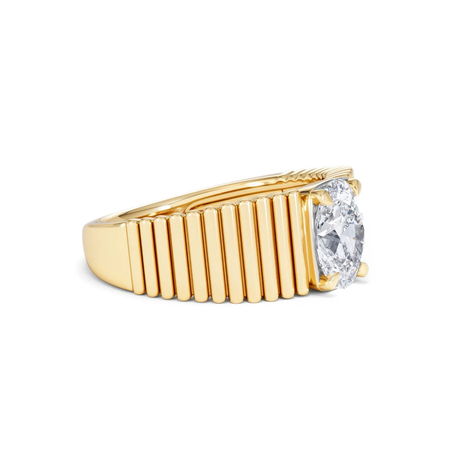 Flute 1.00ct Oval Cut Lab Grown Diamond Solitaire Ring 18K Yellow Gold - Image 20
