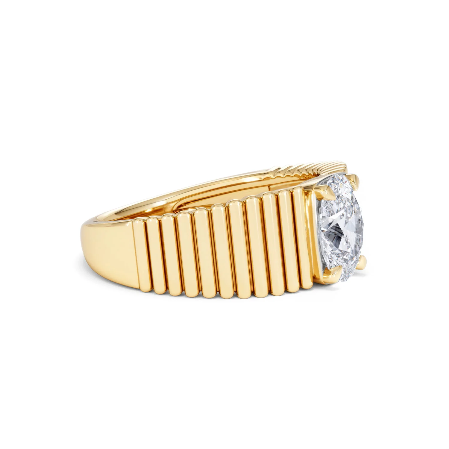 Flute 1.00ct Oval Cut Lab Grown Diamond Solitaire Ring 18K Yellow Gold - Image 21