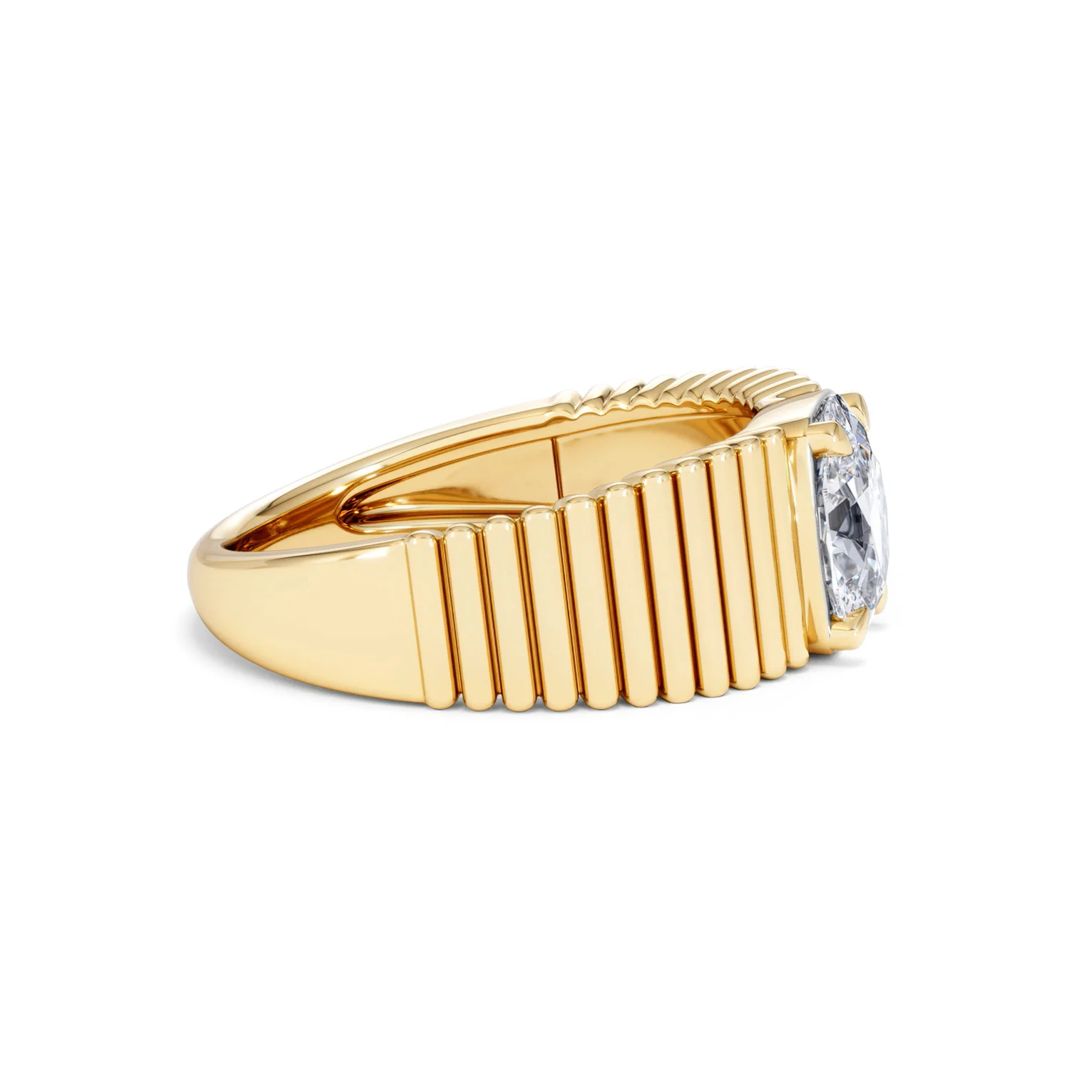 Flute 1.00ct Oval Cut Lab Grown Diamond Solitaire Ring 18K Yellow Gold - Image 25