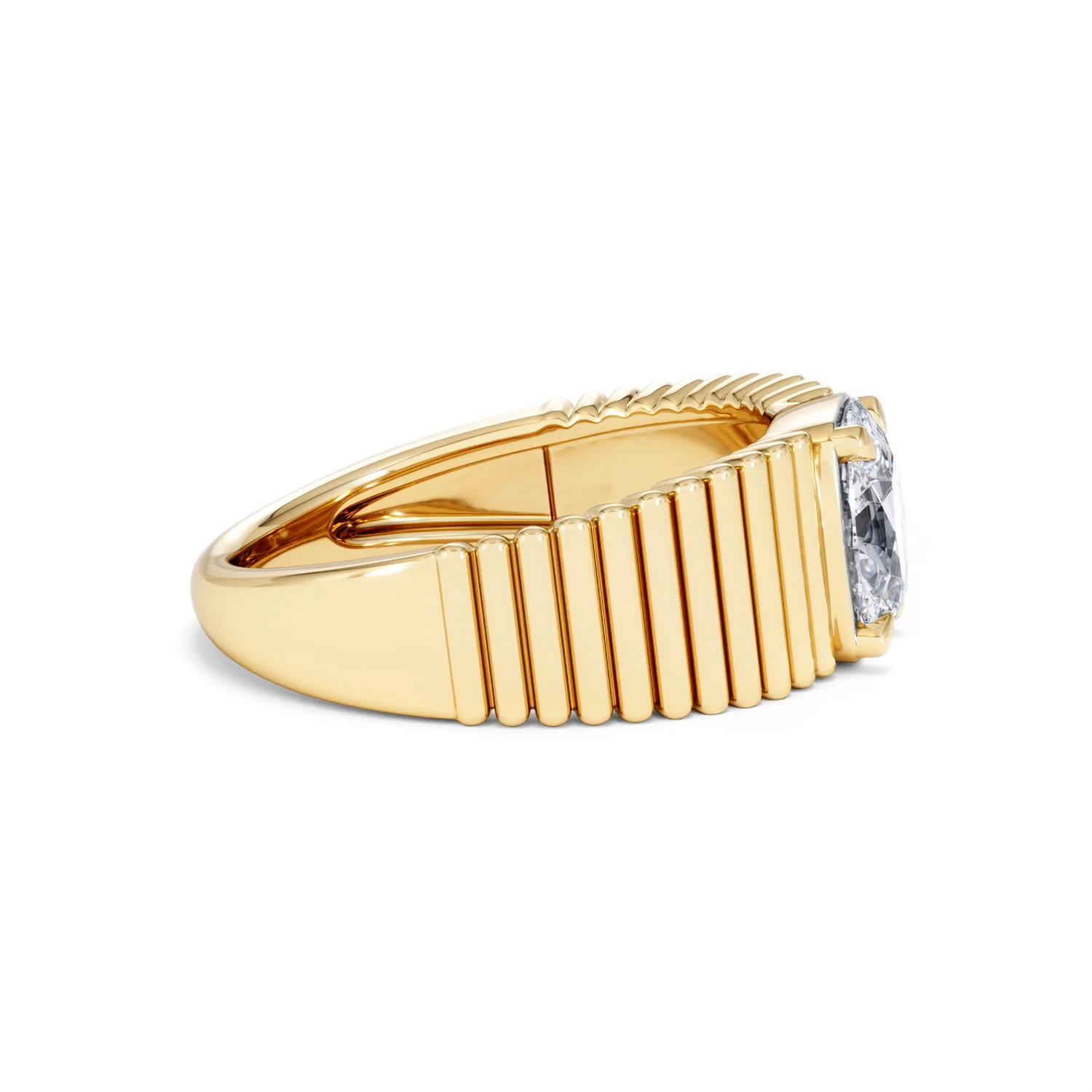 Flute 1.00ct Oval Cut Lab Grown Diamond Solitaire Ring 18K Yellow Gold - Image 26