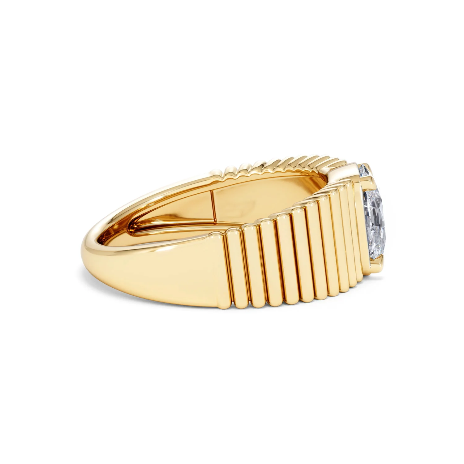 Flute 1.00ct Oval Cut Lab Grown Diamond Solitaire Ring 18K Yellow Gold - Image 28