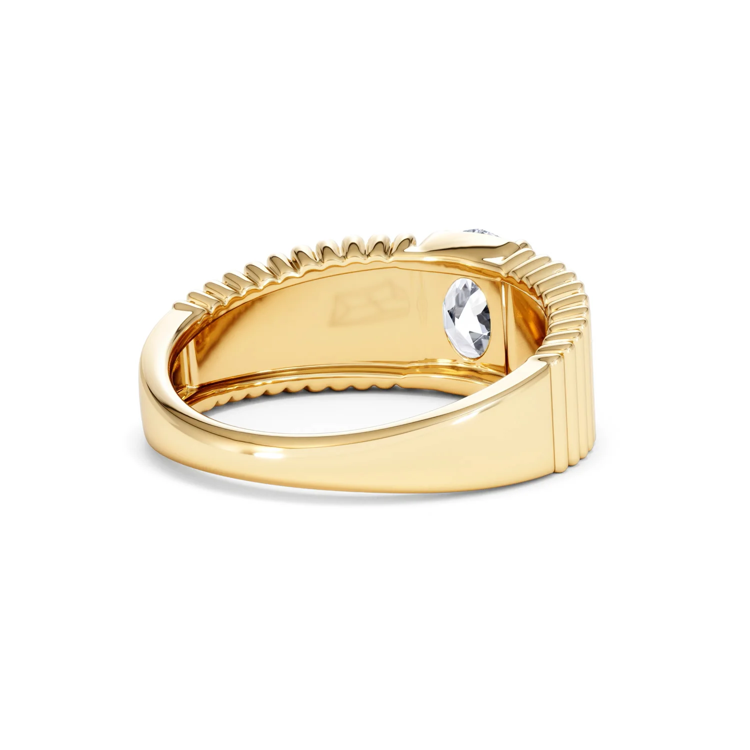 Flute 1.00ct Oval Cut Lab Grown Diamond Solitaire Ring 18K Yellow Gold - Image 40