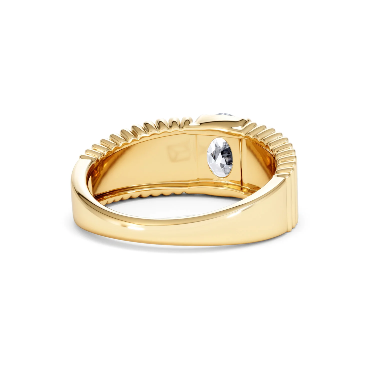 Flute 1.00ct Oval Cut Lab Grown Diamond Solitaire Ring 18K Yellow Gold - Image 42