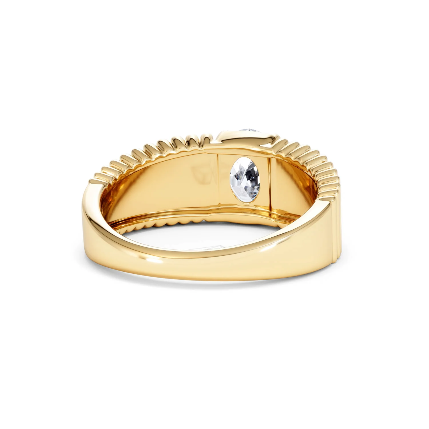 Flute 1.00ct Oval Cut Lab Grown Diamond Solitaire Ring 18K Yellow Gold - Image 43