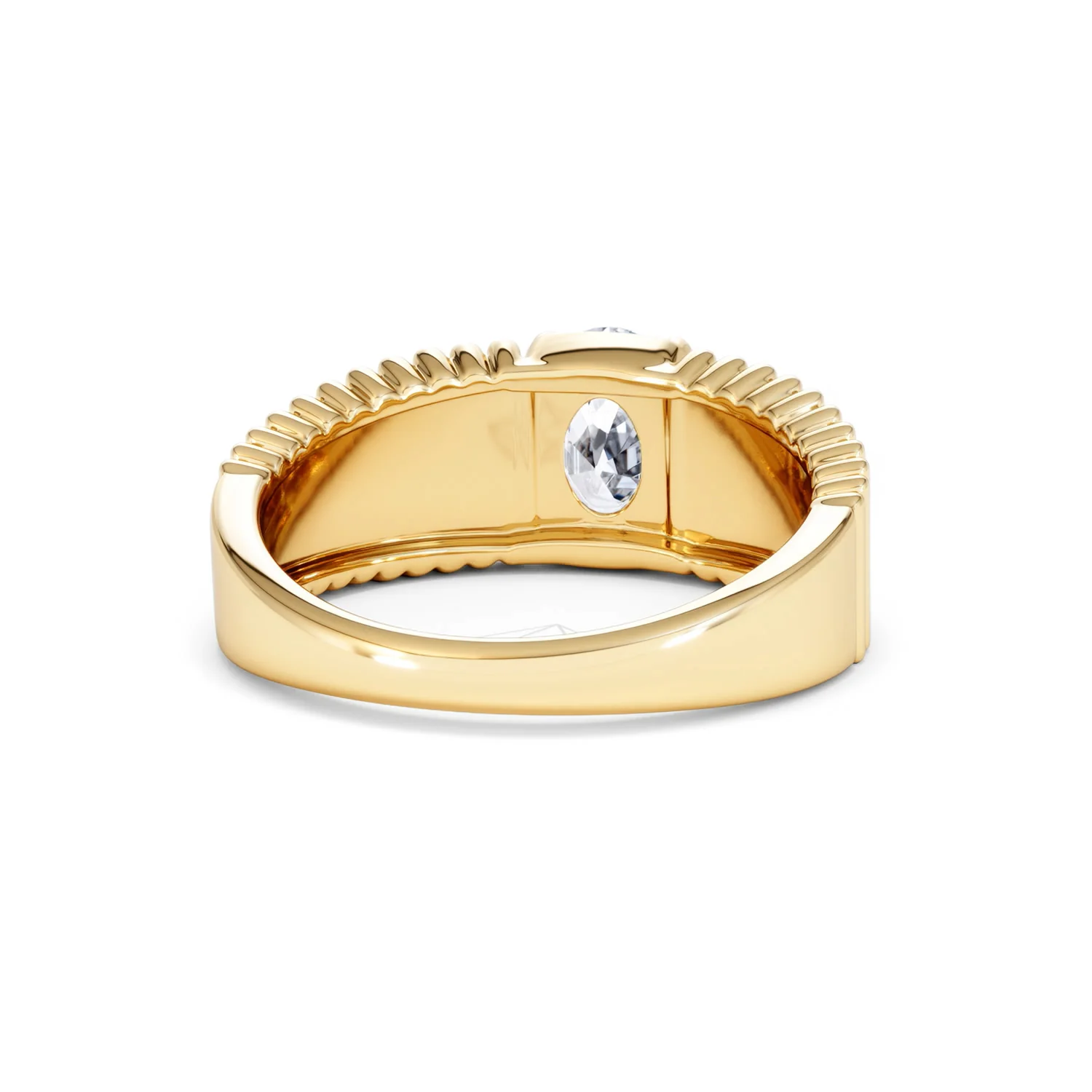 Flute 1.00ct Oval Cut Lab Grown Diamond Solitaire Ring 18K Yellow Gold - Image 44