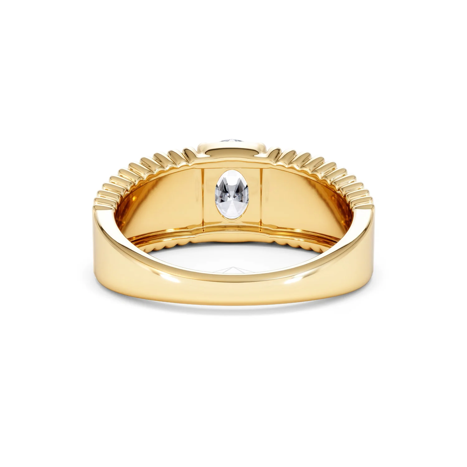 Flute 1.00ct Oval Cut Lab Grown Diamond Solitaire Ring 18K Yellow Gold - Image 47