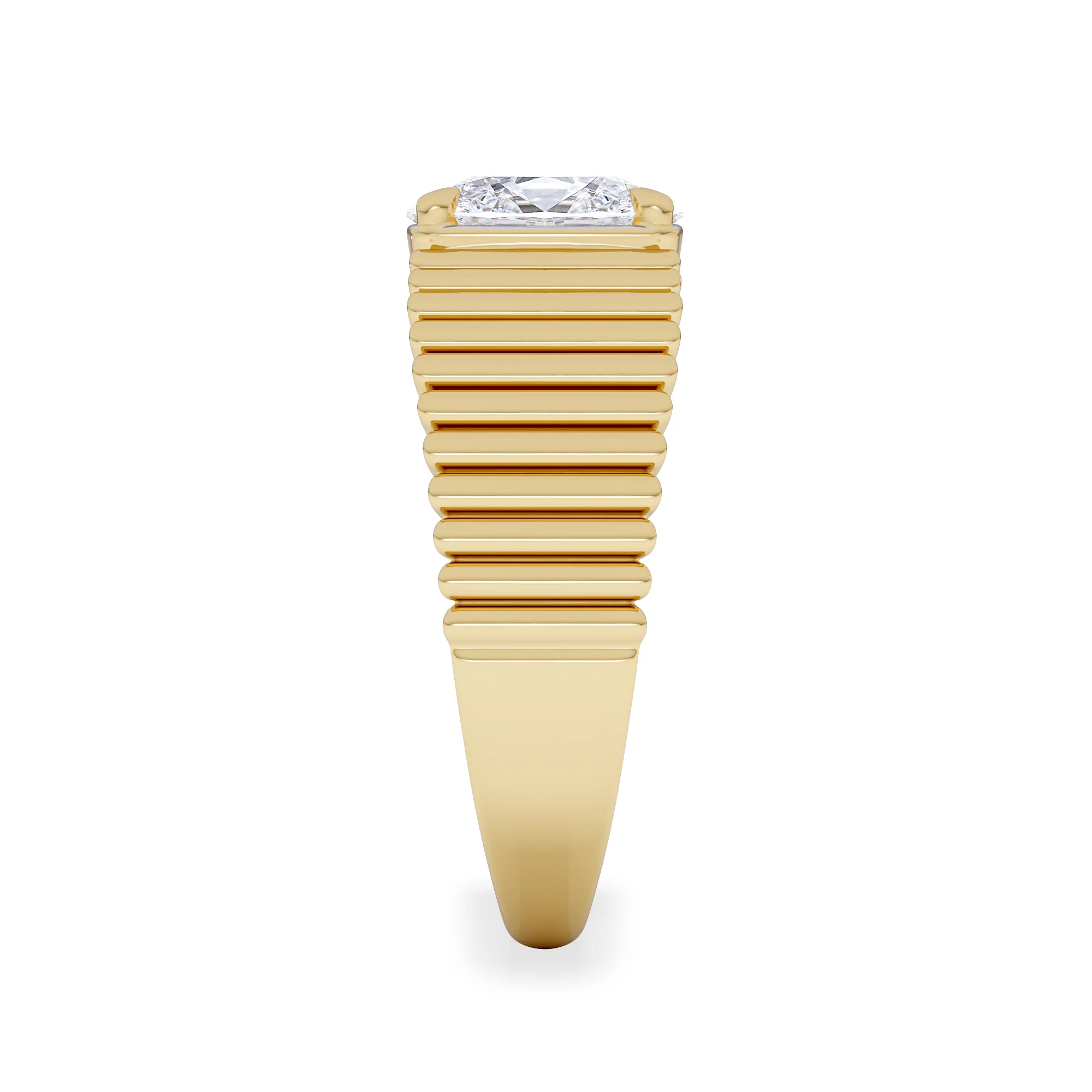 Flute 1.00ct Oval Cut Lab Grown Diamond Solitaire Ring 18K Yellow Gold - Image 5