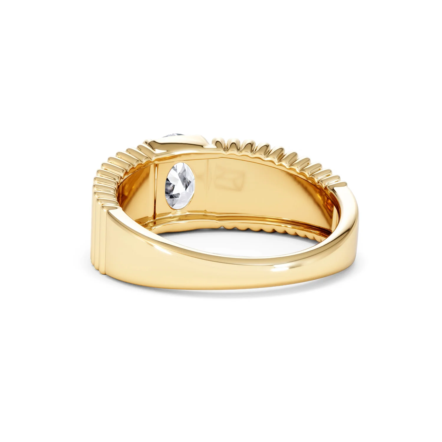 Flute 1.00ct Oval Cut Lab Grown Diamond Solitaire Ring 18K Yellow Gold - Image 52