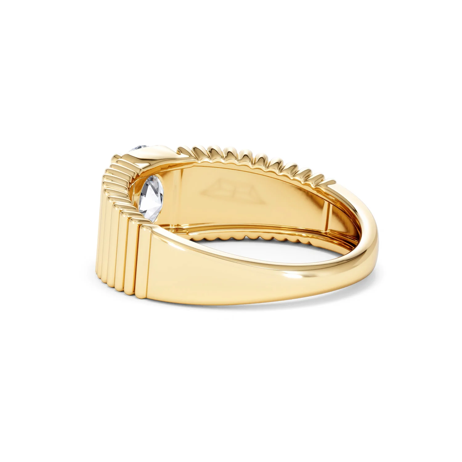 Flute 1.00ct Oval Cut Lab Grown Diamond Solitaire Ring 18K Yellow Gold - Image 57