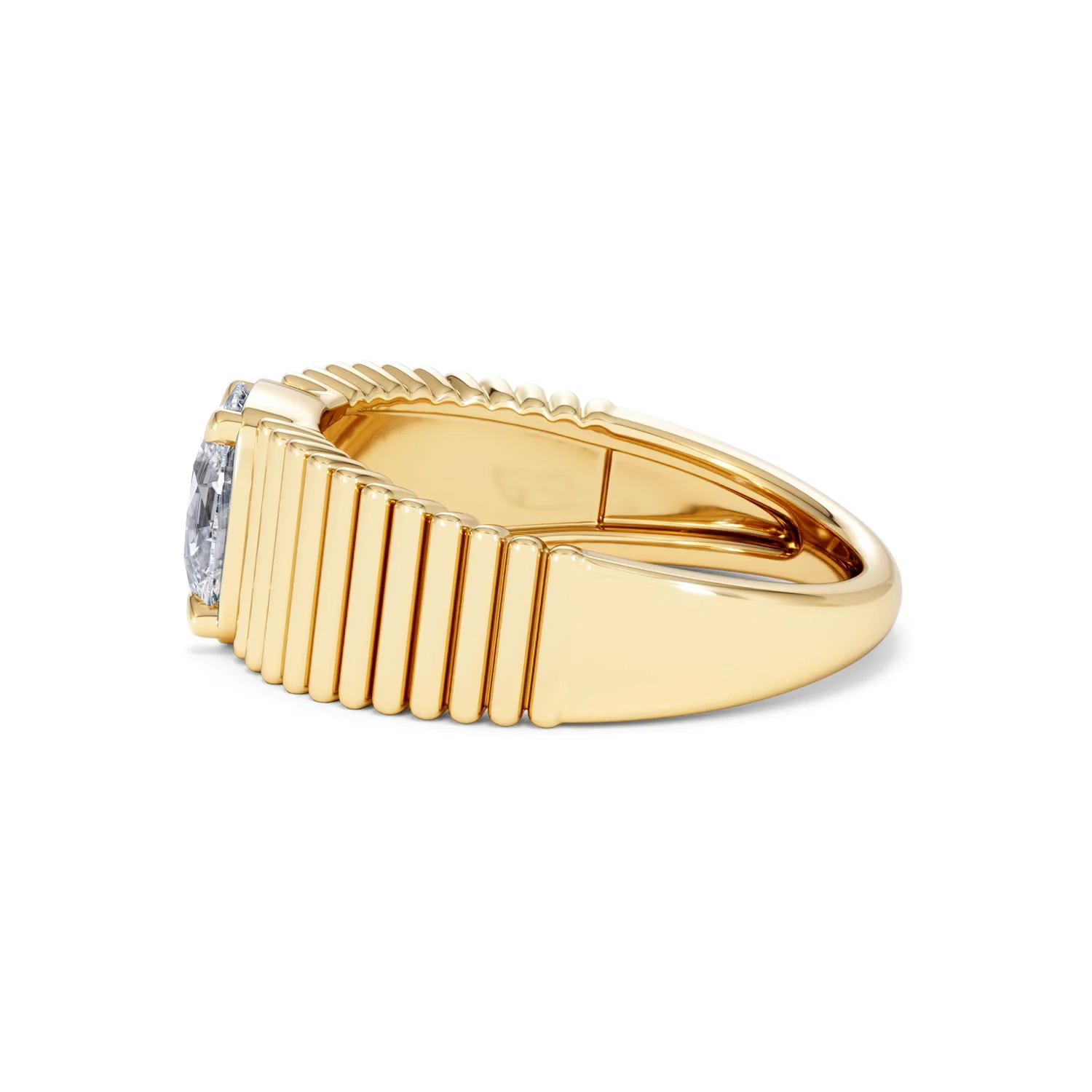 Flute 1.00ct Oval Cut Lab Grown Diamond Solitaire Ring 18K Yellow Gold - Image 66