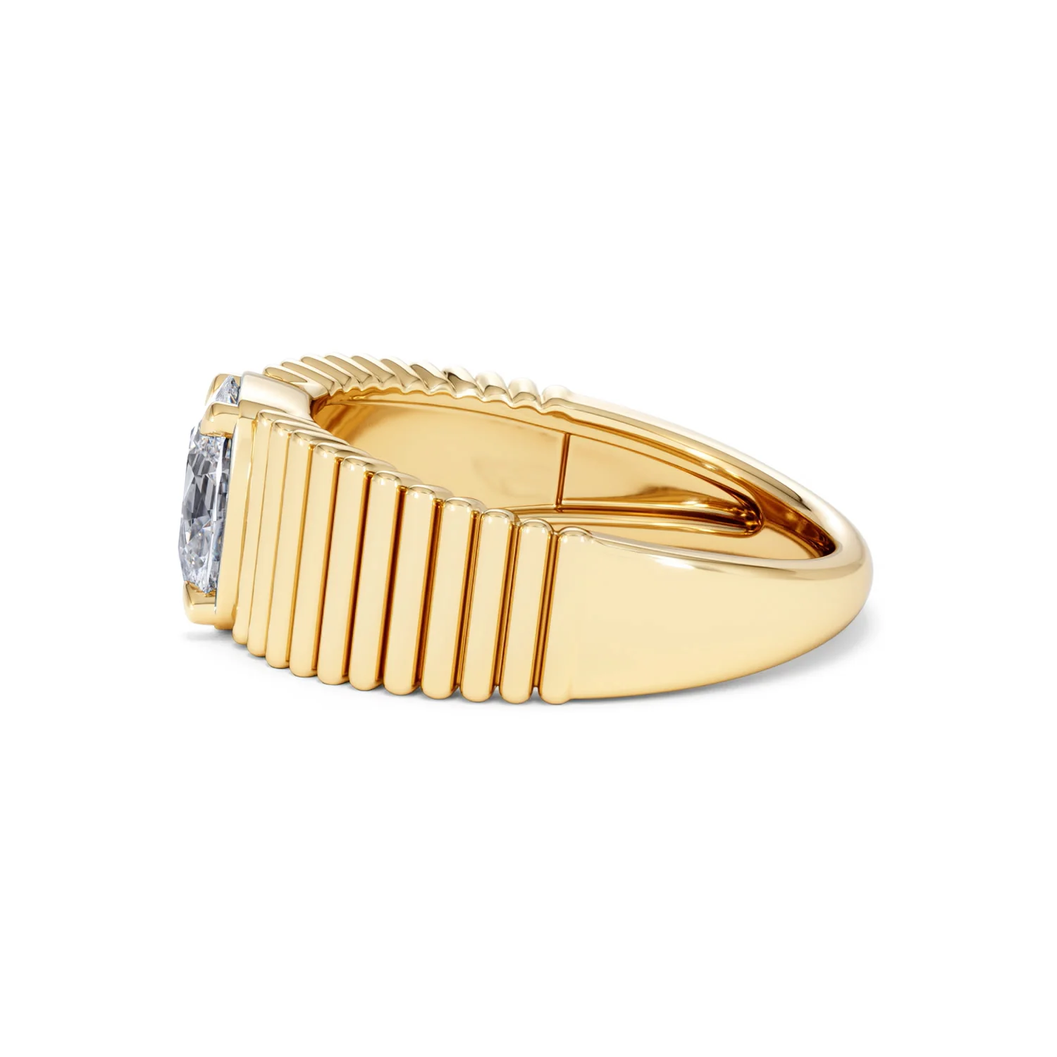 Flute 1.00ct Oval Cut Lab Grown Diamond Solitaire Ring 18K Yellow Gold - Image 67