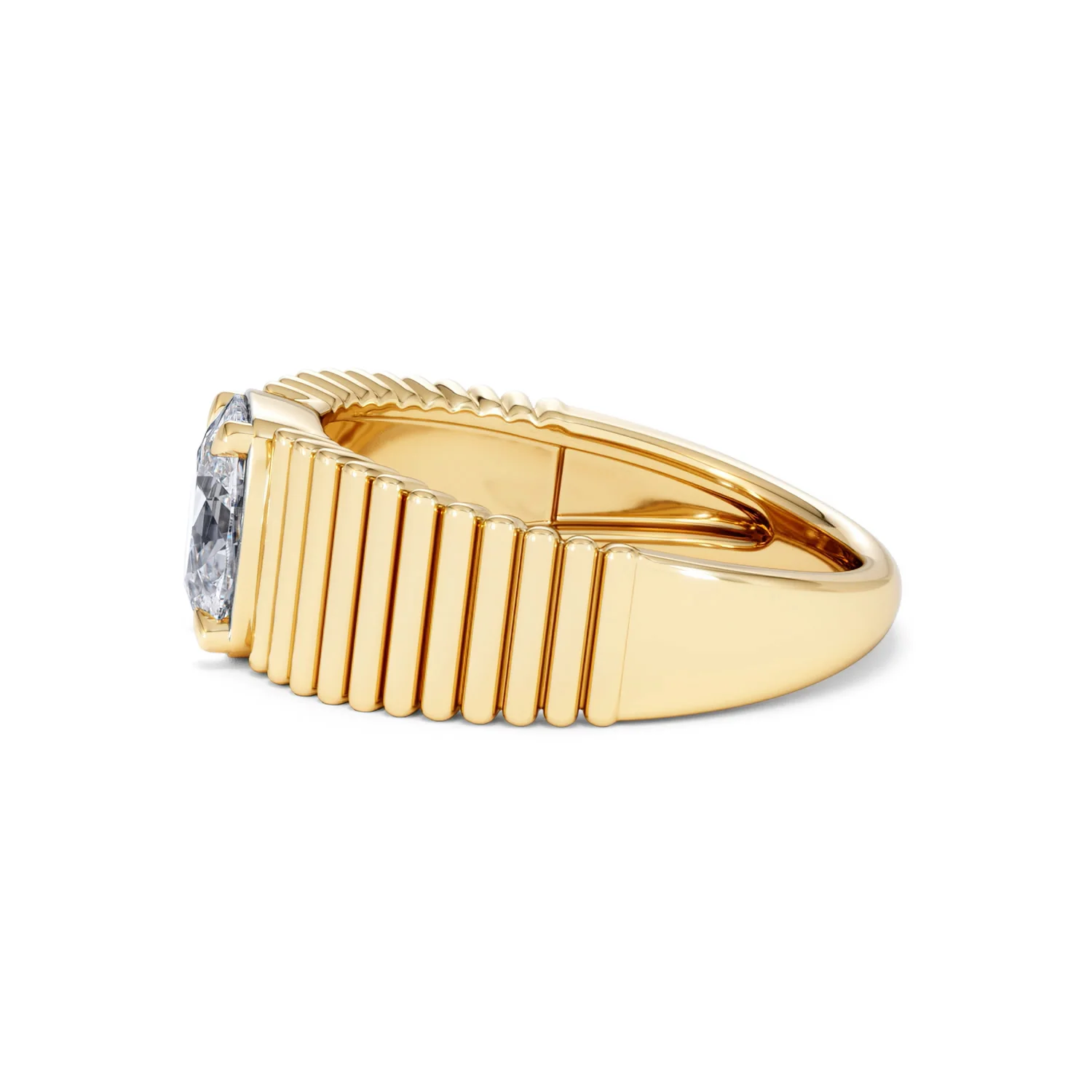 Flute 1.00ct Oval Cut Lab Grown Diamond Solitaire Ring 18K Yellow Gold - Image 68