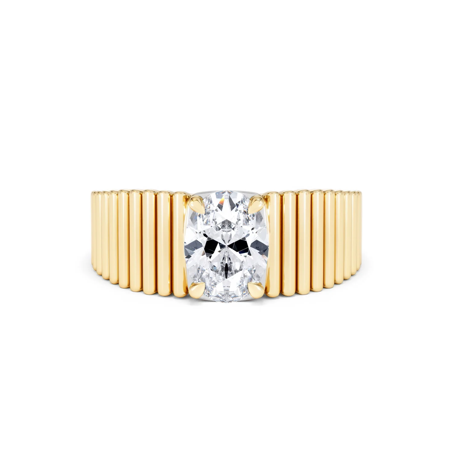 Flute 1.00ct Oval Cut Lab Grown Diamond Solitaire Ring 18K Yellow Gold - Image 8
