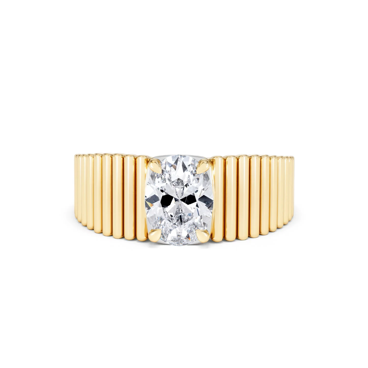 Flute 1.00ct Oval Cut Lab Grown Diamond Solitaire Ring 18K Yellow Gold - Image 86