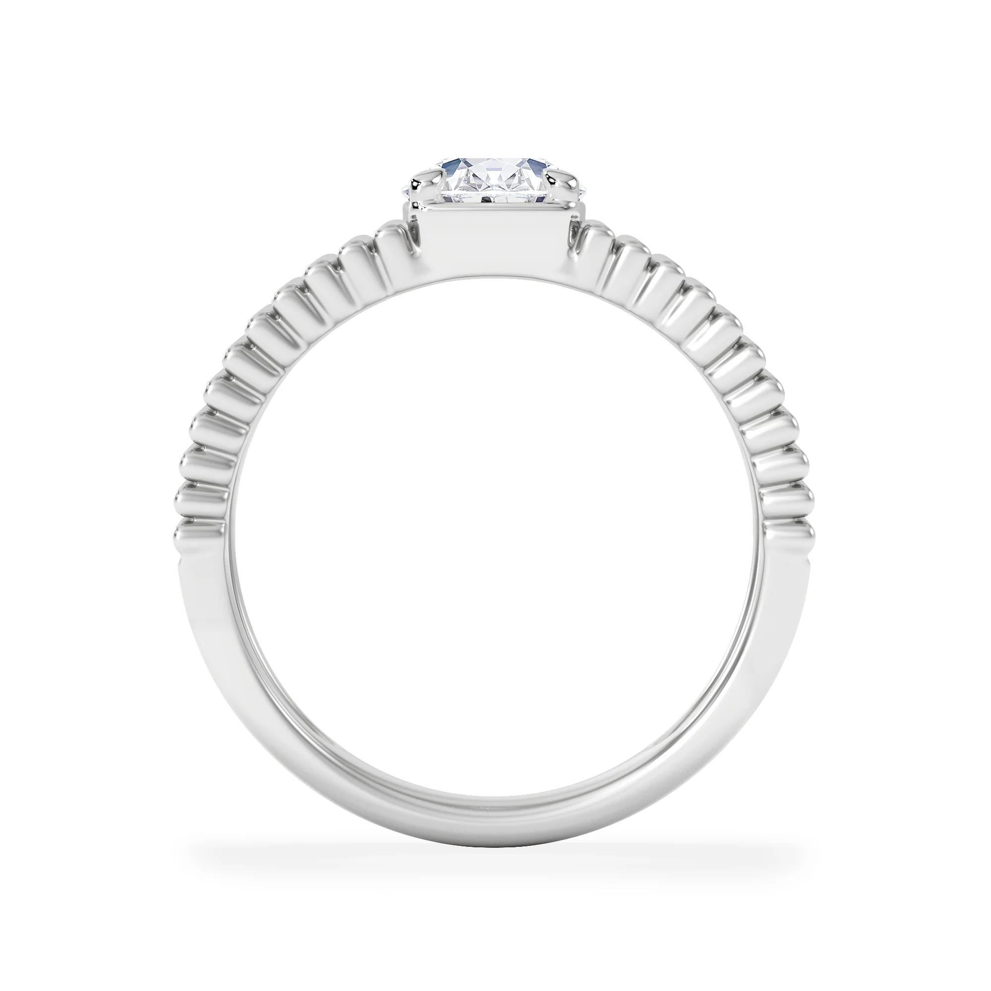 Flute 1.00ct Oval Cut Lab Grown Diamond Solitaire Ring in Platinum - Image 3