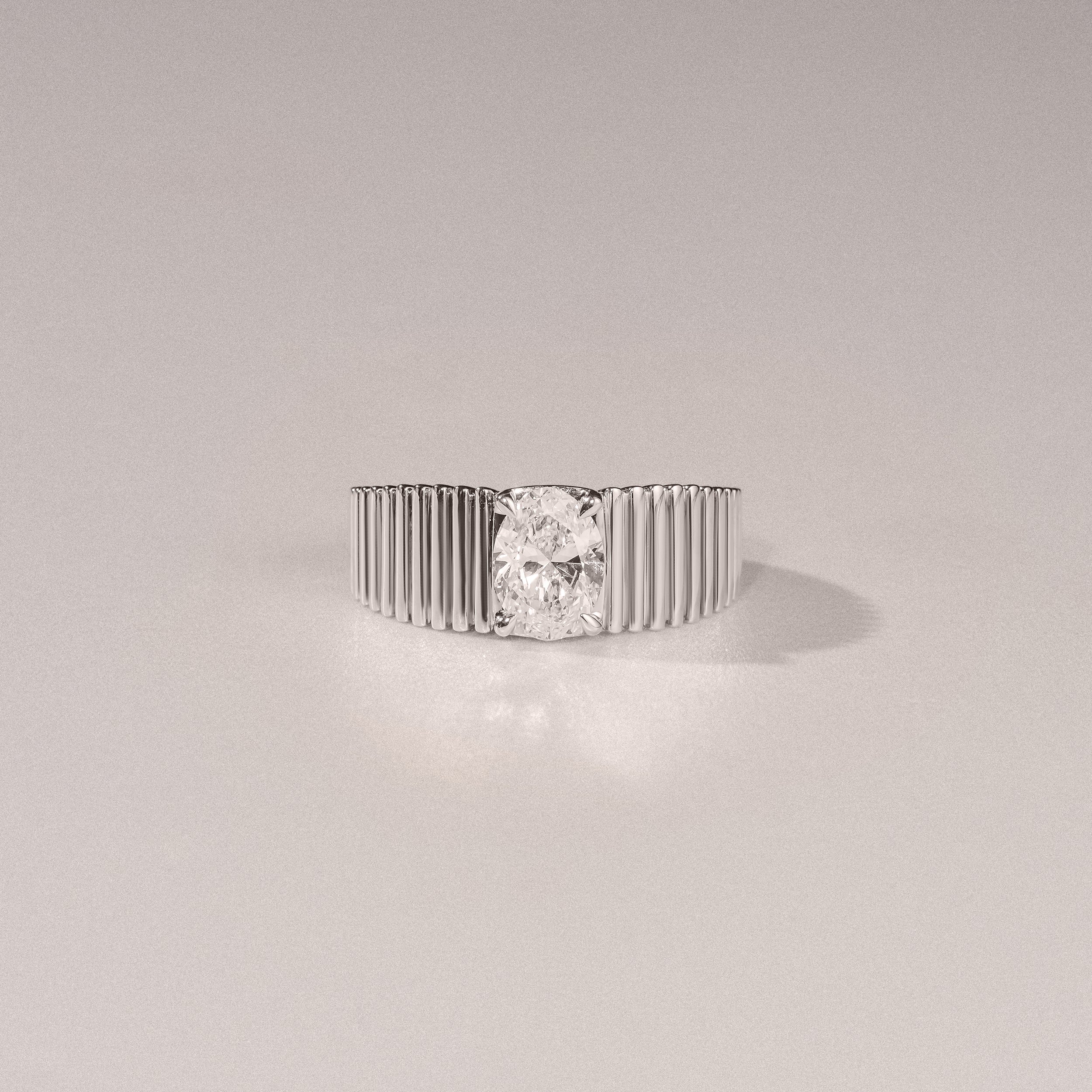 Flute 1.00ct Oval Cut Lab Grown Diamond Solitaire Ring in Platinum - Image 6