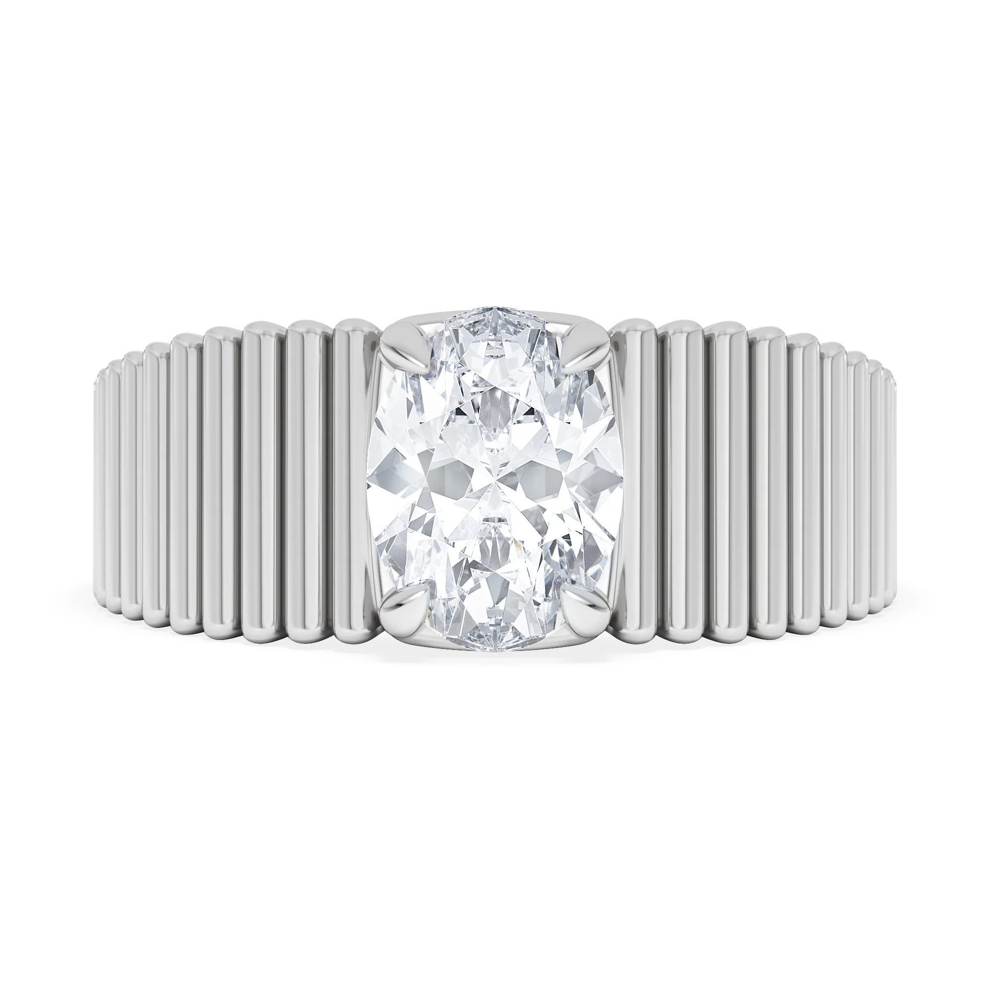 Flute 1.00ct Oval Cut Lab Grown Diamond Solitaire Ring in Platinum - Image 7