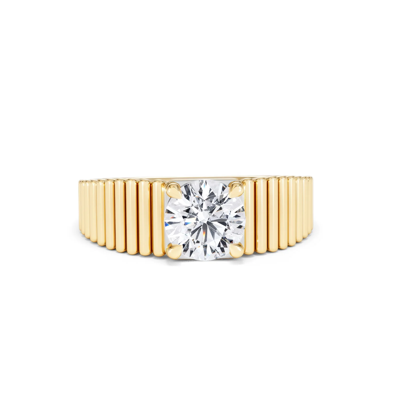 Flute 1.00ct Round Cut Lab Grown Diamond Solitaire Ring in 18K Yellow Gold - Image 10