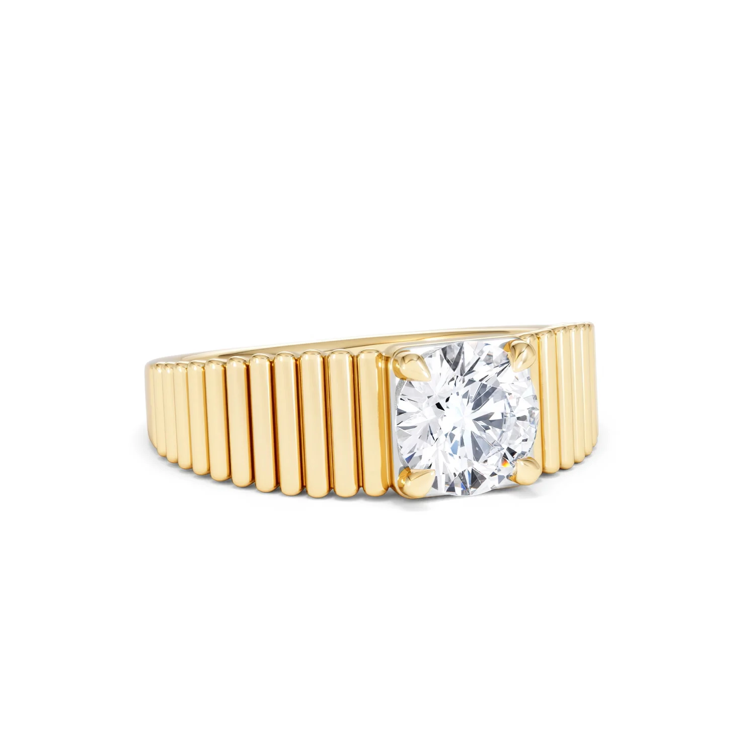 Flute 1.00ct Round Cut Lab Grown Diamond Solitaire Ring in 18K Yellow Gold - Image 14