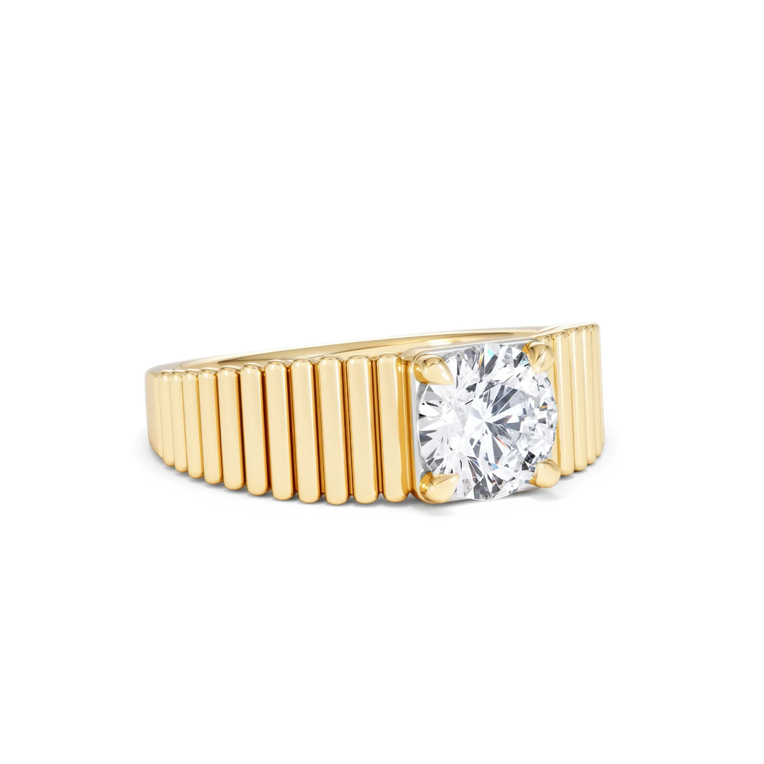Flute 1.00ct Round Cut Lab Grown Diamond Solitaire Ring in 18K Yellow Gold - Image 15