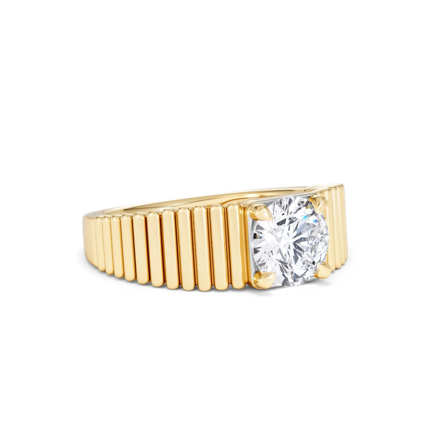 Flute 1.00ct Round Cut Lab Grown Diamond Solitaire Ring in 18K Yellow Gold - Image 16