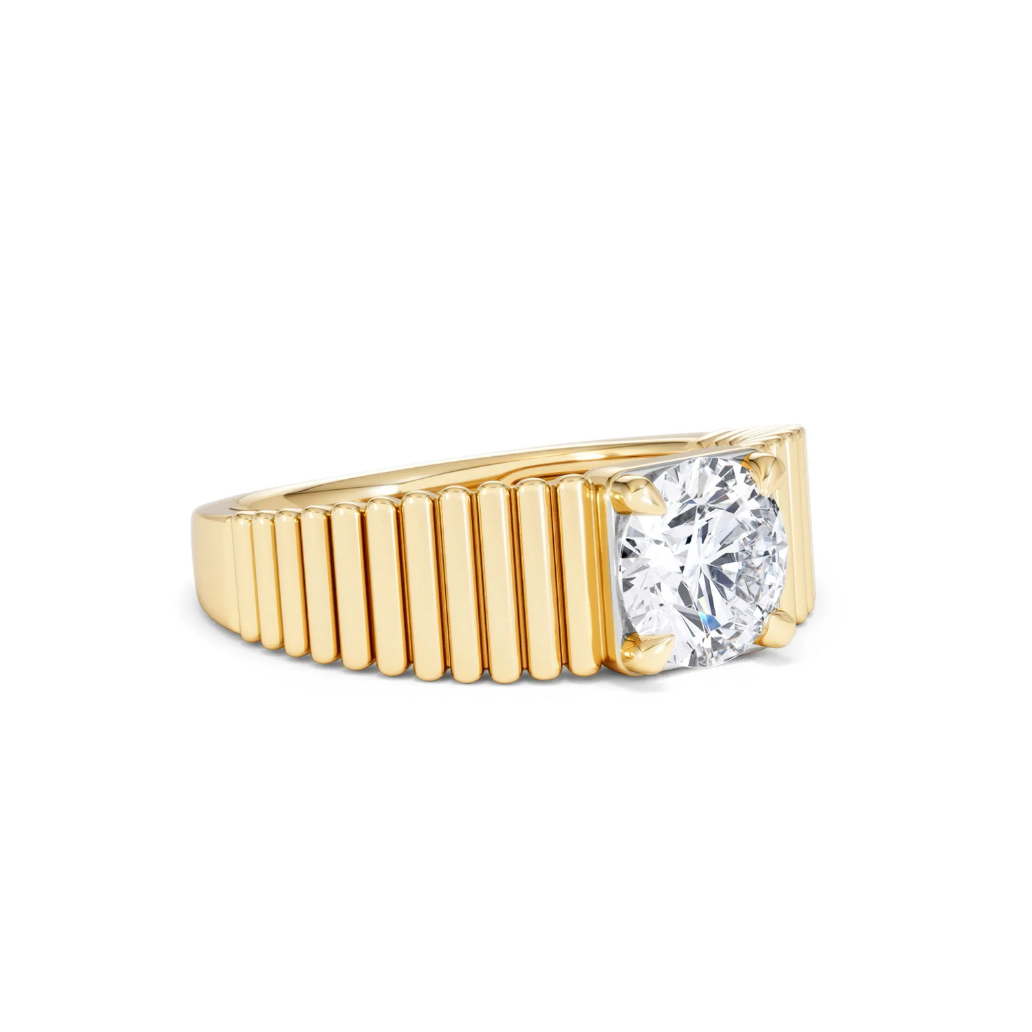 Flute 1.00ct Round Cut Lab Grown Diamond Solitaire Ring in 18K Yellow Gold - Image 17