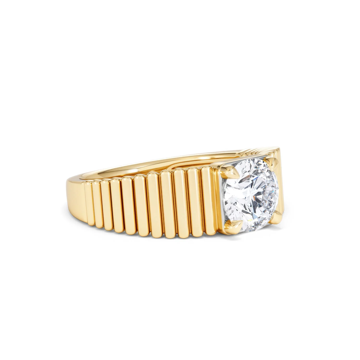 Flute 1.00ct Round Cut Lab Grown Diamond Solitaire Ring in 18K Yellow Gold - Image 18