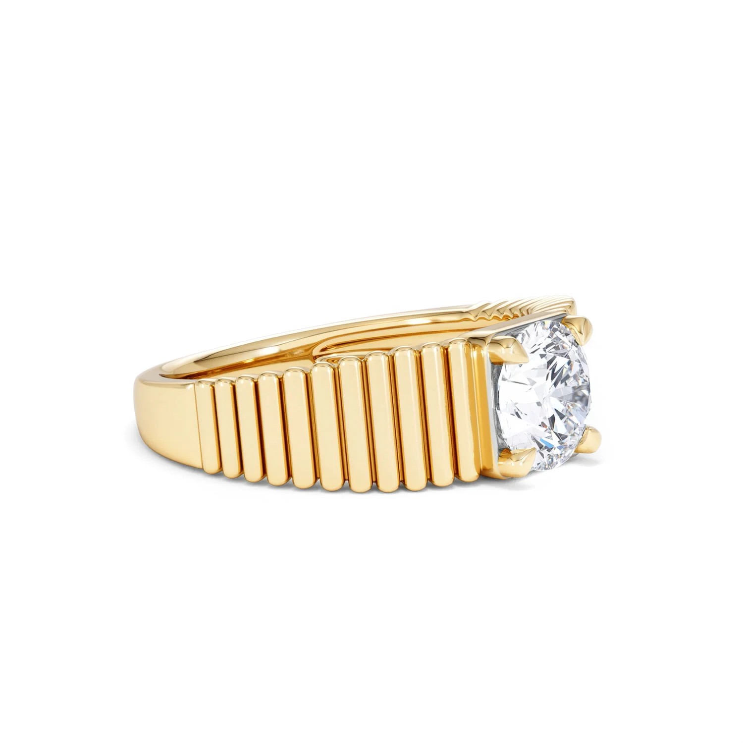 Flute 1.00ct Round Cut Lab Grown Diamond Solitaire Ring in 18K Yellow Gold - Image 20