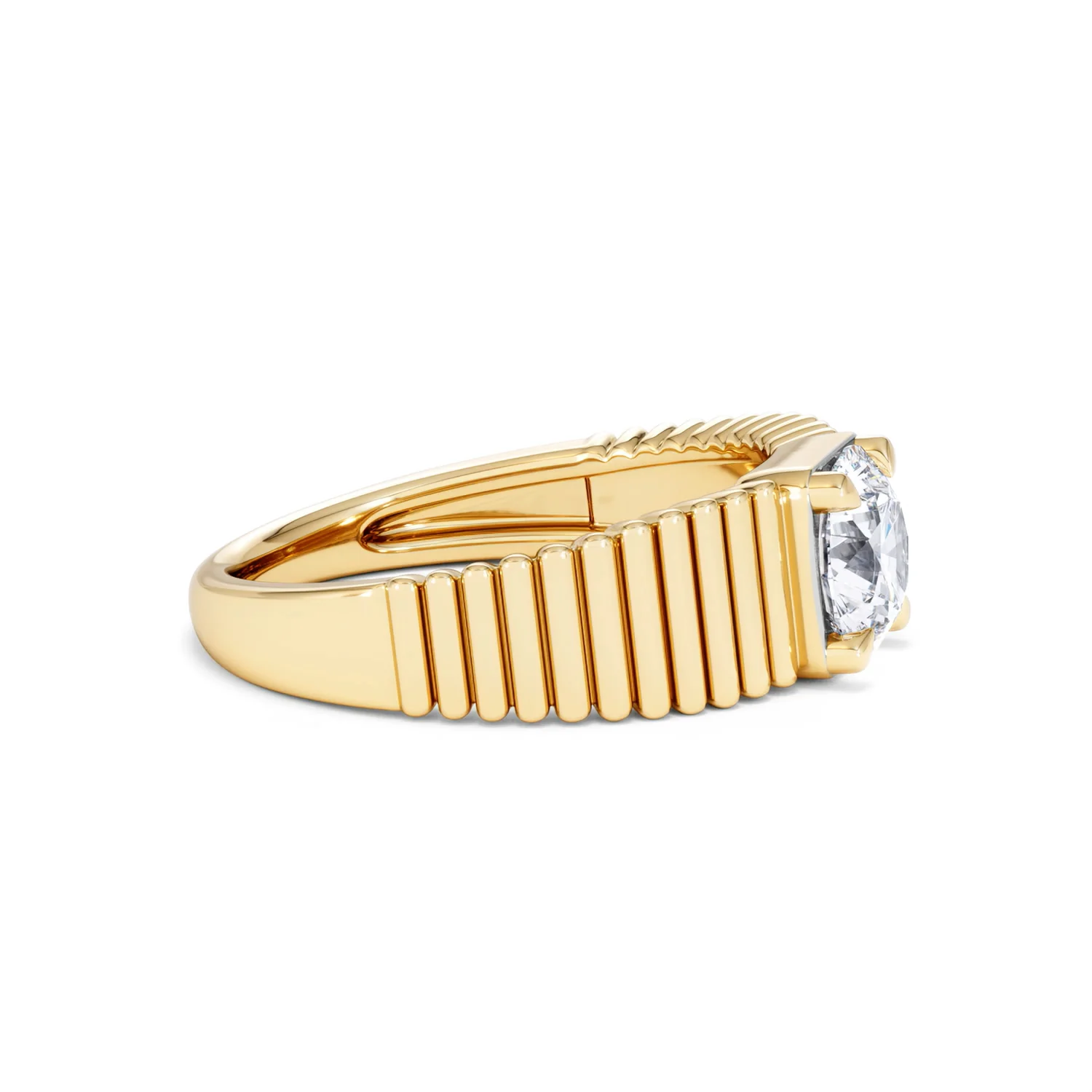 Flute 1.00ct Round Cut Lab Grown Diamond Solitaire Ring in 18K Yellow Gold - Image 25