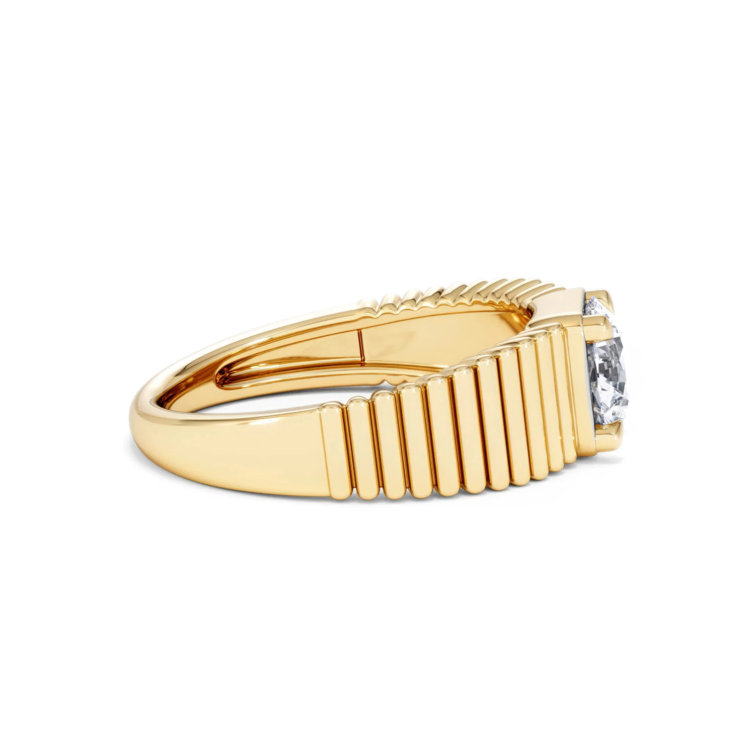 Flute 1.00ct Round Cut Lab Grown Diamond Solitaire Ring in 18K Yellow Gold - Image 28