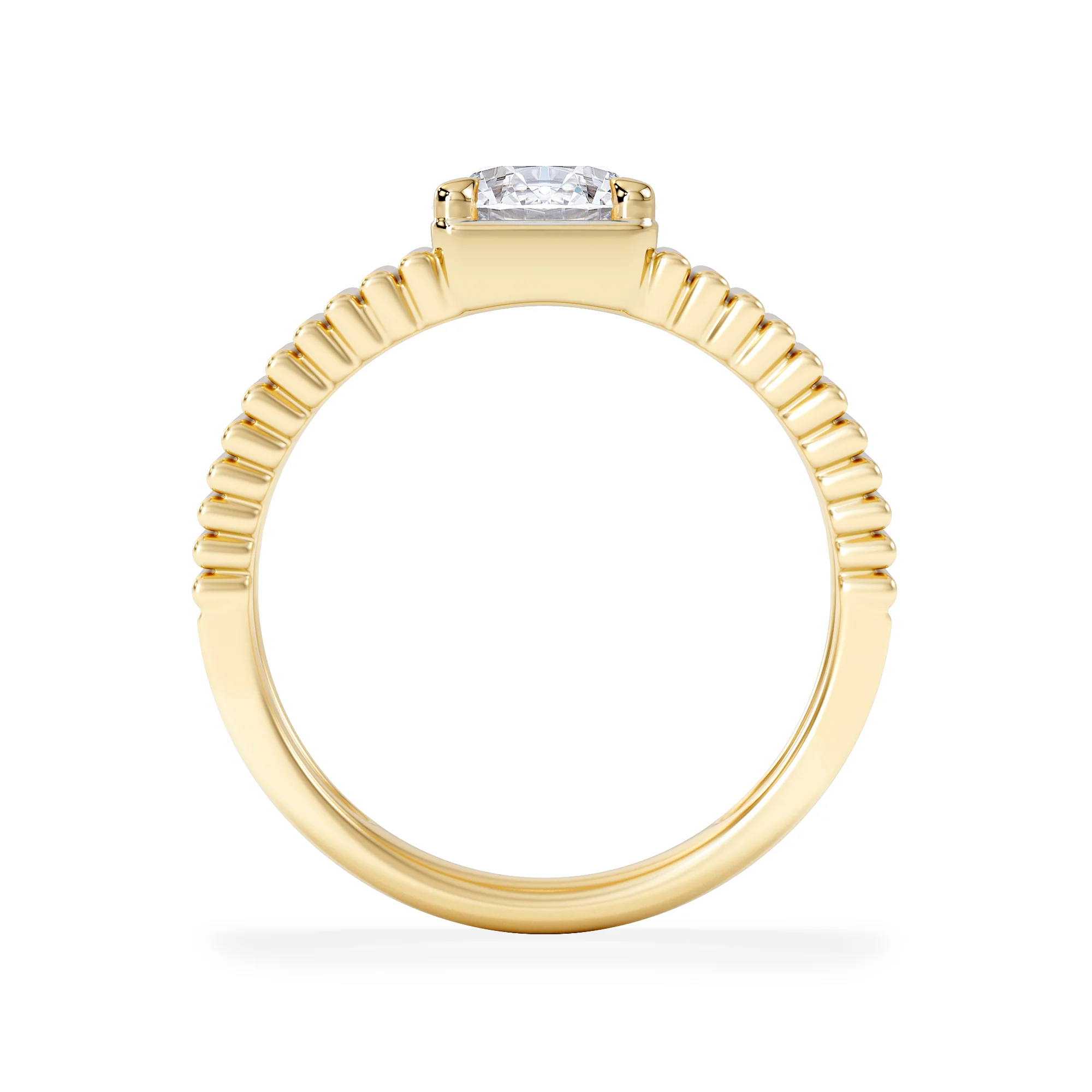 Flute 1.00ct Round Cut Lab Grown Diamond Solitaire Ring in 18K Yellow Gold - Image 3