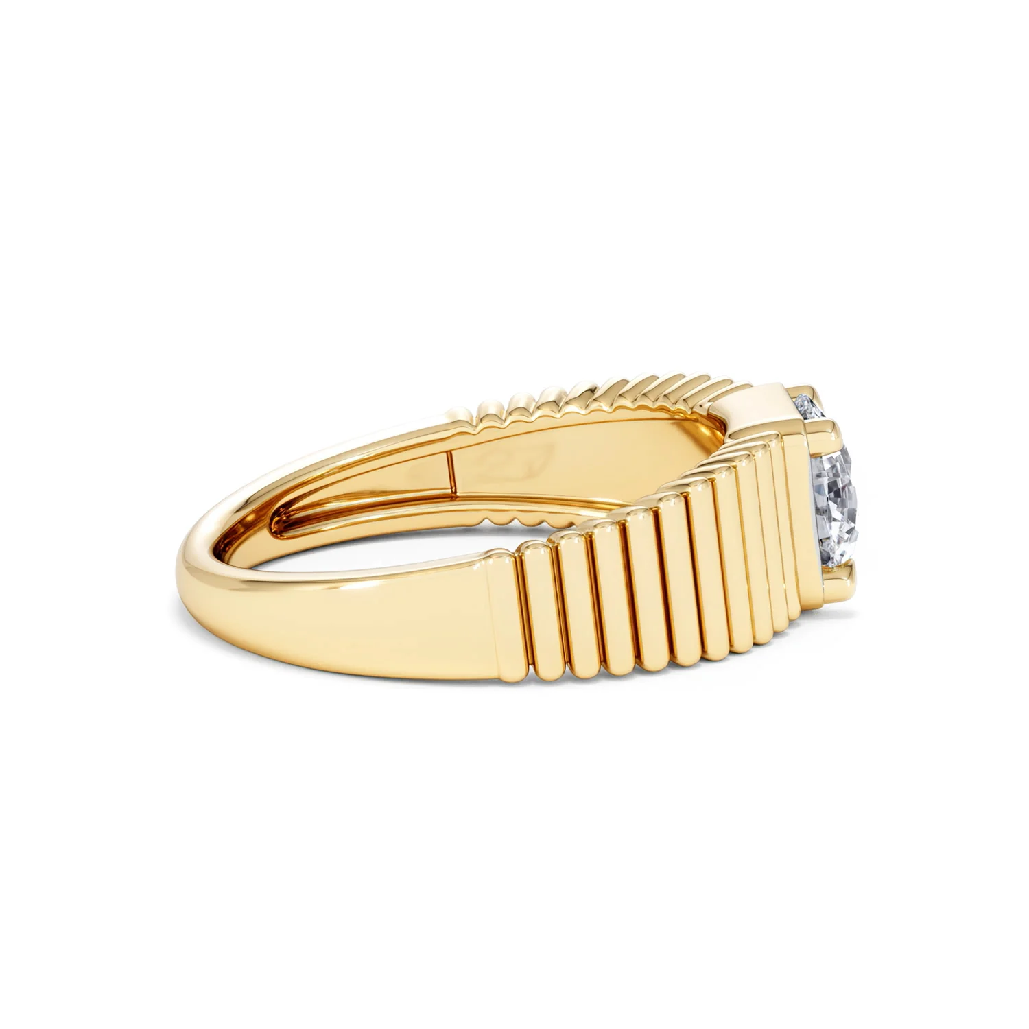 Flute 1.00ct Round Cut Lab Grown Diamond Solitaire Ring in 18K Yellow Gold - Image 30