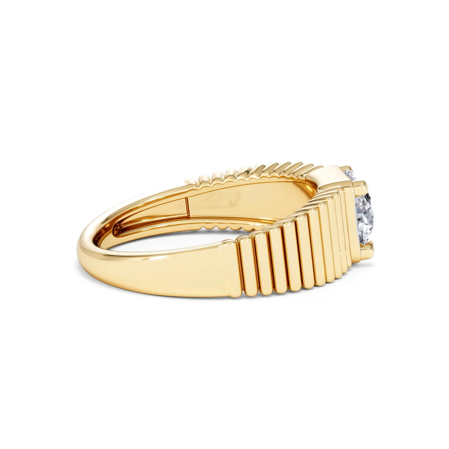 Flute 1.00ct Round Cut Lab Grown Diamond Solitaire Ring in 18K Yellow Gold - Image 31