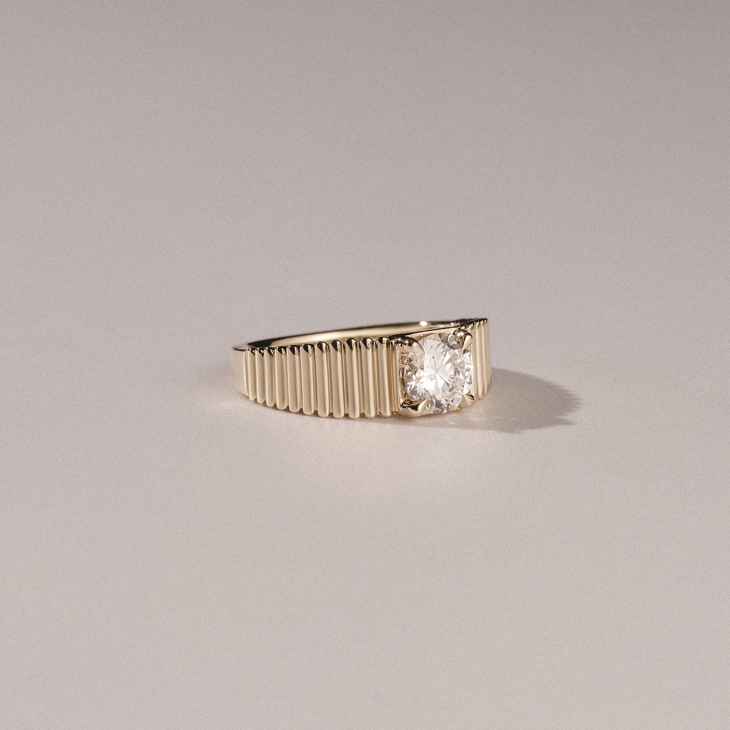 Flute 1.00ct Round Cut Lab Grown Diamond Solitaire Ring in 18K Yellow Gold - Image 6
