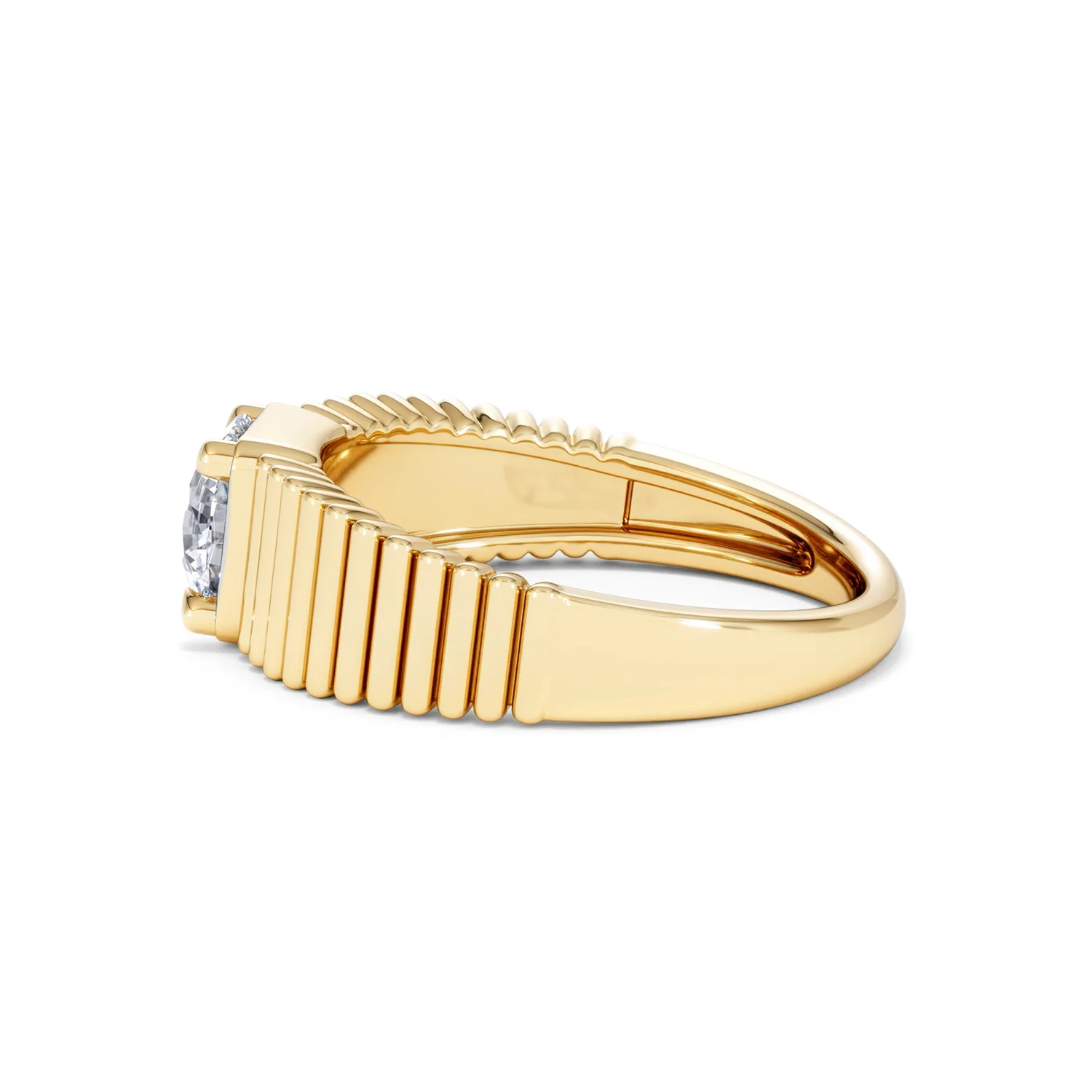 Flute 1.00ct Round Cut Lab Grown Diamond Solitaire Ring in 18K Yellow Gold - Image 67