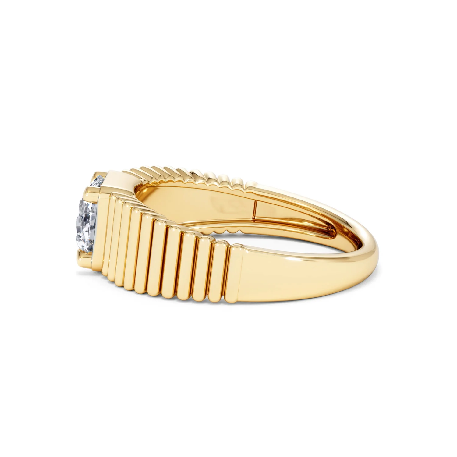 Flute 1.00ct Round Cut Lab Grown Diamond Solitaire Ring in 18K Yellow Gold - Image 68