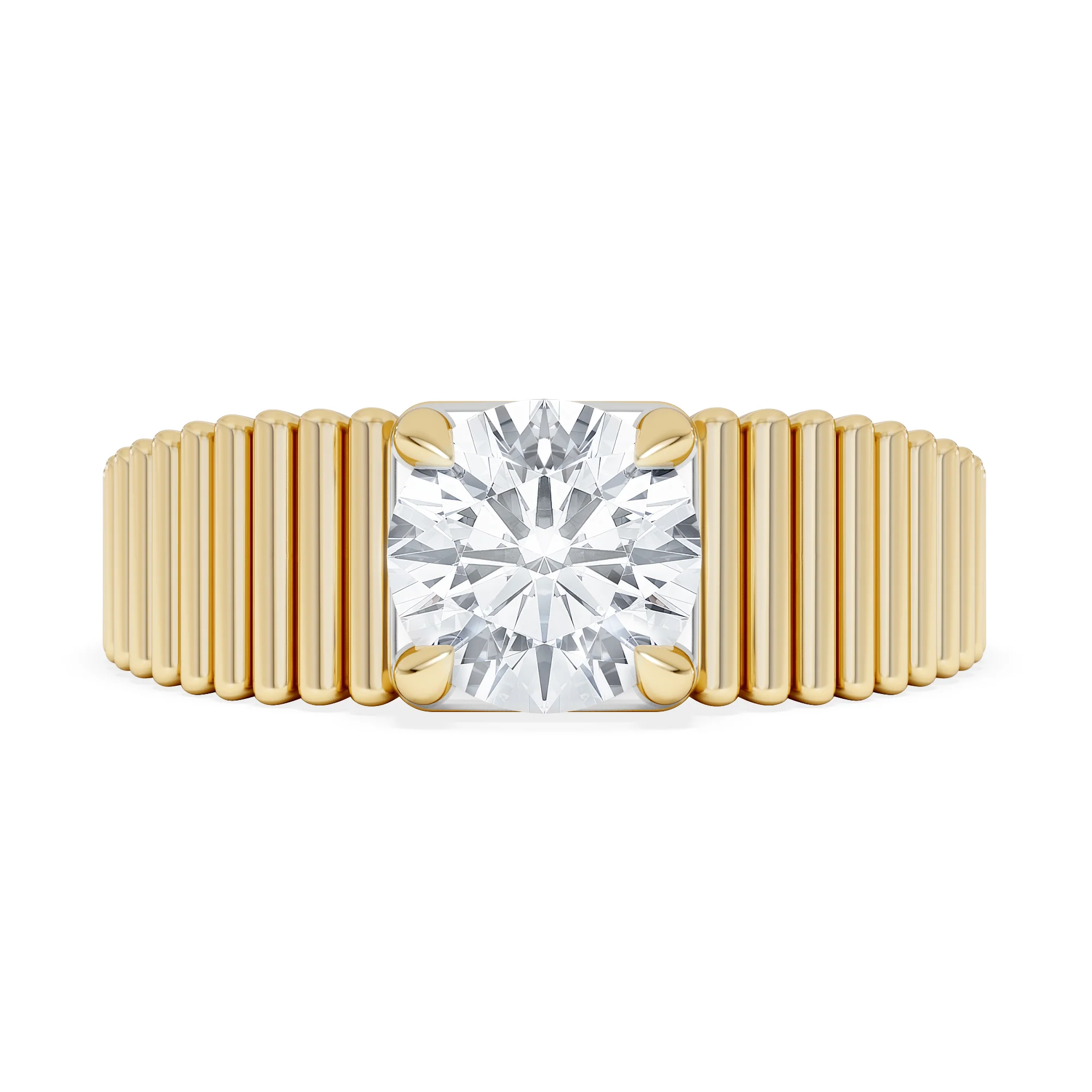 Flute 1.00ct Round Cut Lab Grown Diamond Solitaire Ring in 18K Yellow Gold - Image 7