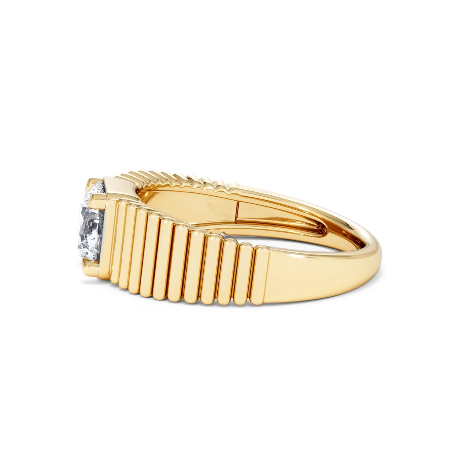 Flute 1.00ct Round Cut Lab Grown Diamond Solitaire Ring in 18K Yellow Gold - Image 70
