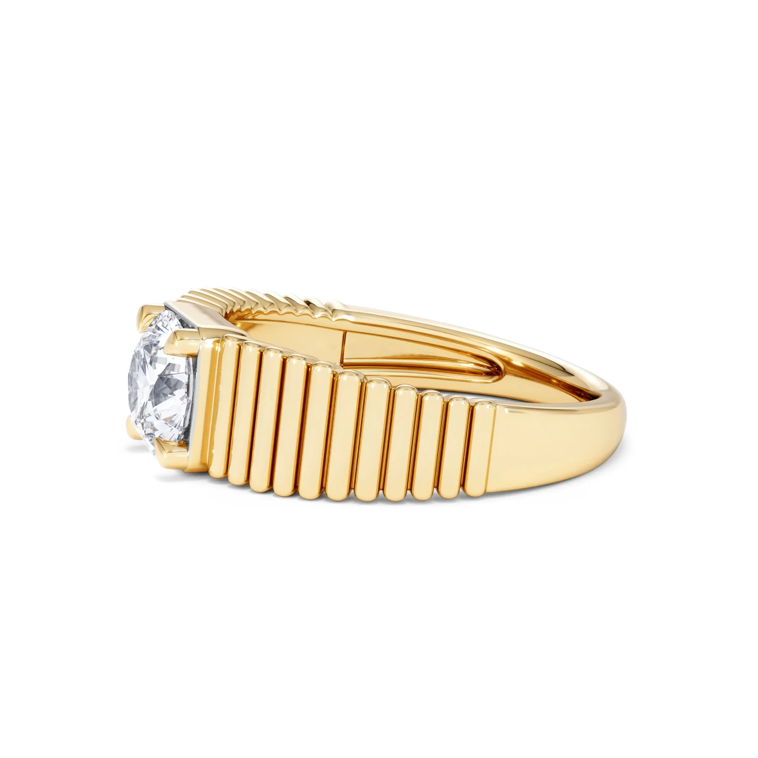 Flute 1.00ct Round Cut Lab Grown Diamond Solitaire Ring in 18K Yellow Gold - Image 73