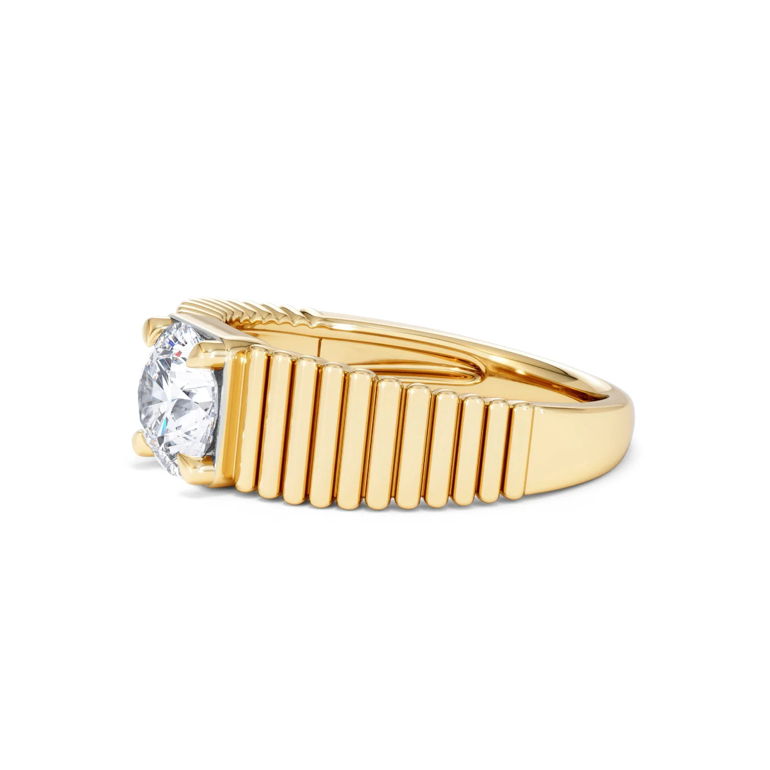 Flute 1.00ct Round Cut Lab Grown Diamond Solitaire Ring in 18K Yellow Gold - Image 75