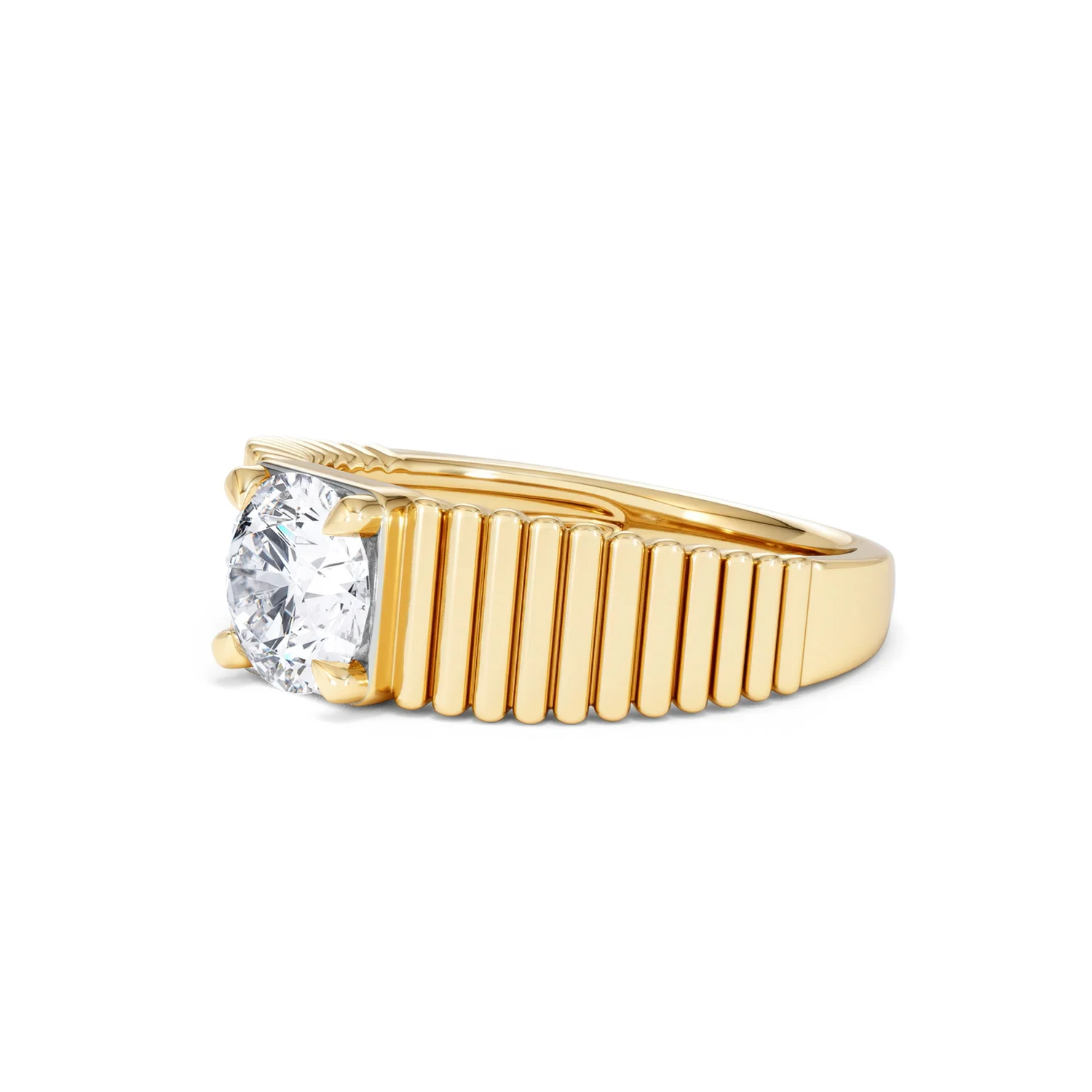 Flute 1.00ct Round Cut Lab Grown Diamond Solitaire Ring in 18K Yellow Gold - Image 78